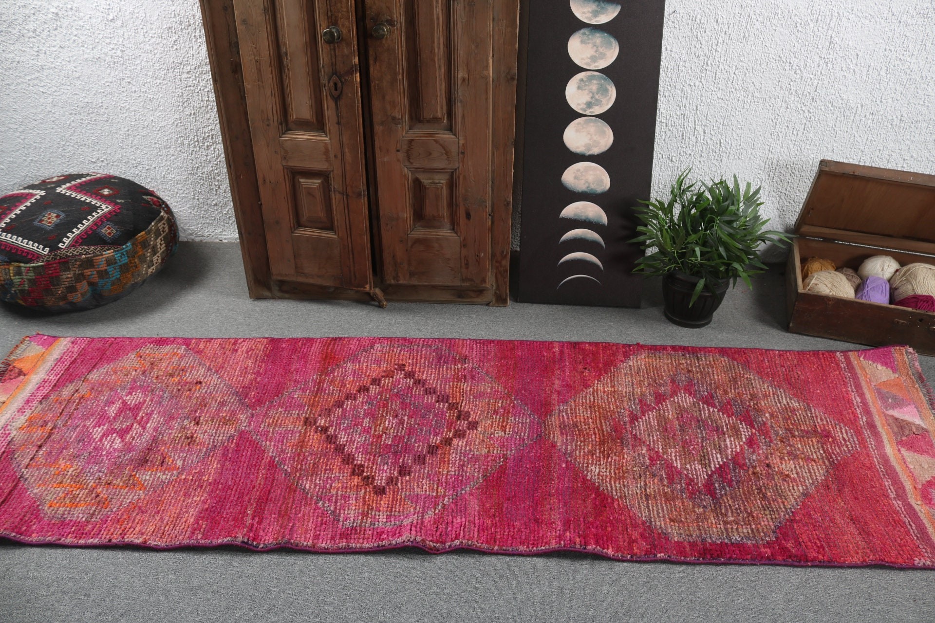 Pink Flatweave Rugs, Rugs for Corridor, Vintage Runner Rugs, Antique Rug, 2.6x8.6 ft Runner Rug, Turkish Rug, Vintage Rugs, Handwoven Rugs