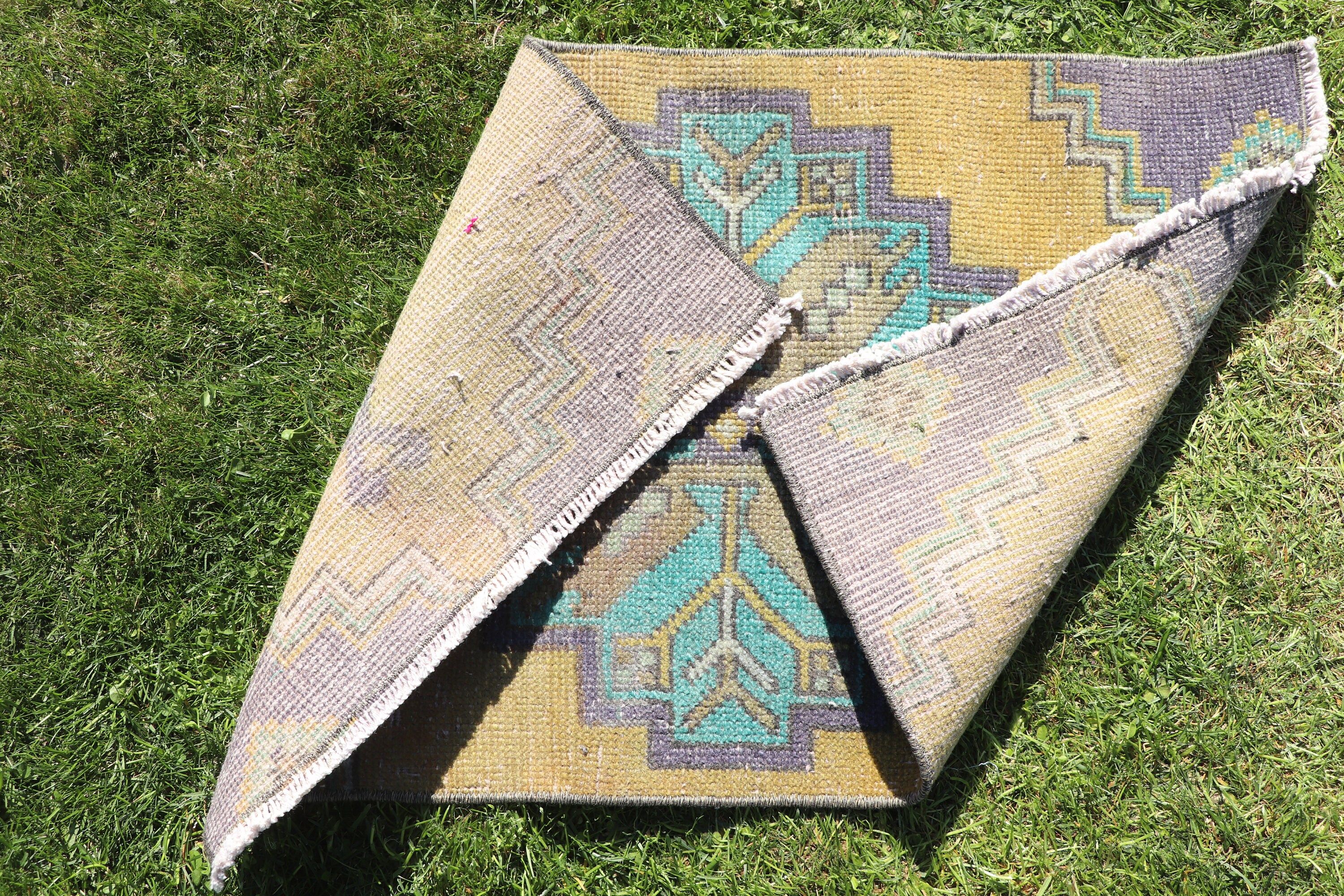 Boho Halı, Araba Paspas Halısı, Türk Halısı, Vintage Halılar, El Dokuma Halı, Sarı El Dokuma Halılar, 1.5x2.5 ft Küçük Halılar, Çocuk Halıları, Düz Dokuma Halılar