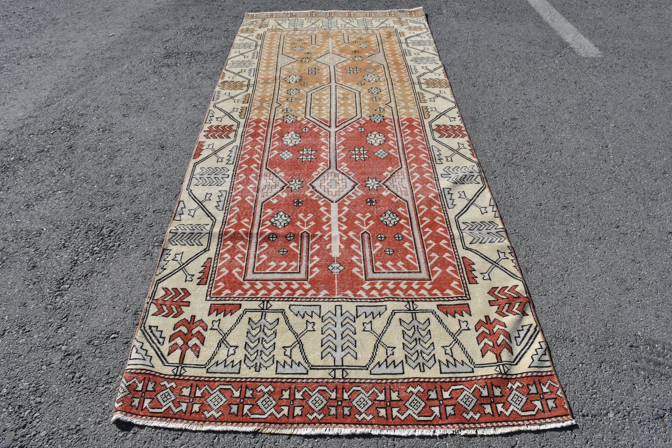 Living Room Rugs, Rugs for Dining Room, Kitchen Rug, 4.1x10.1 ft Large Rug, Vintage Rug, Turkish Rugs, Oushak Rug, Bedroom Rug, Natural Rug