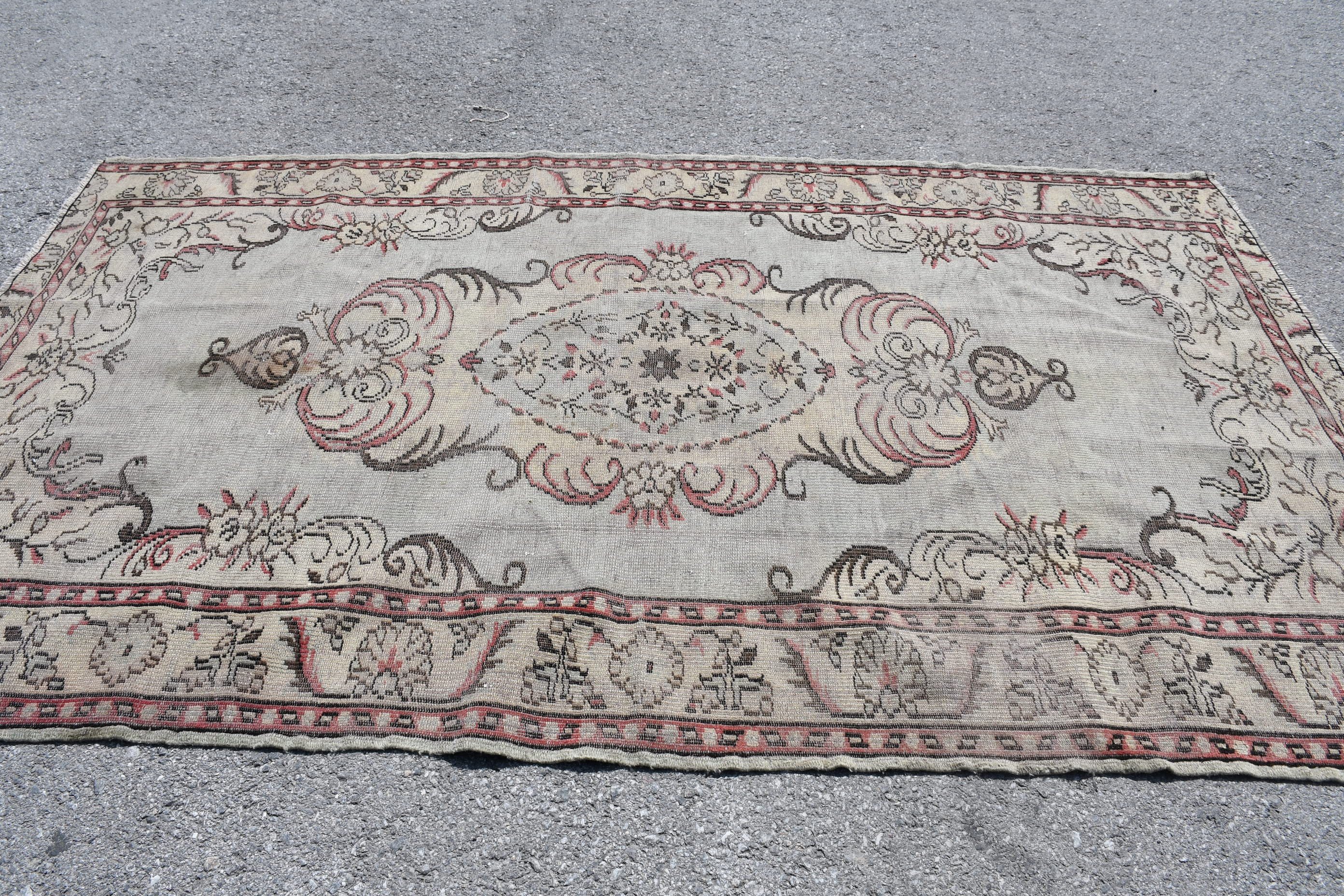 Yün Halı, Parlak Halı, Eski Halı, Yatak Odası Halıları, Yemek Odası Halısı, Vintage Halı, Bej Yer Halıları, Türk Halıları, Yer Halısı, 5,6x9,3 ft Büyük Halı