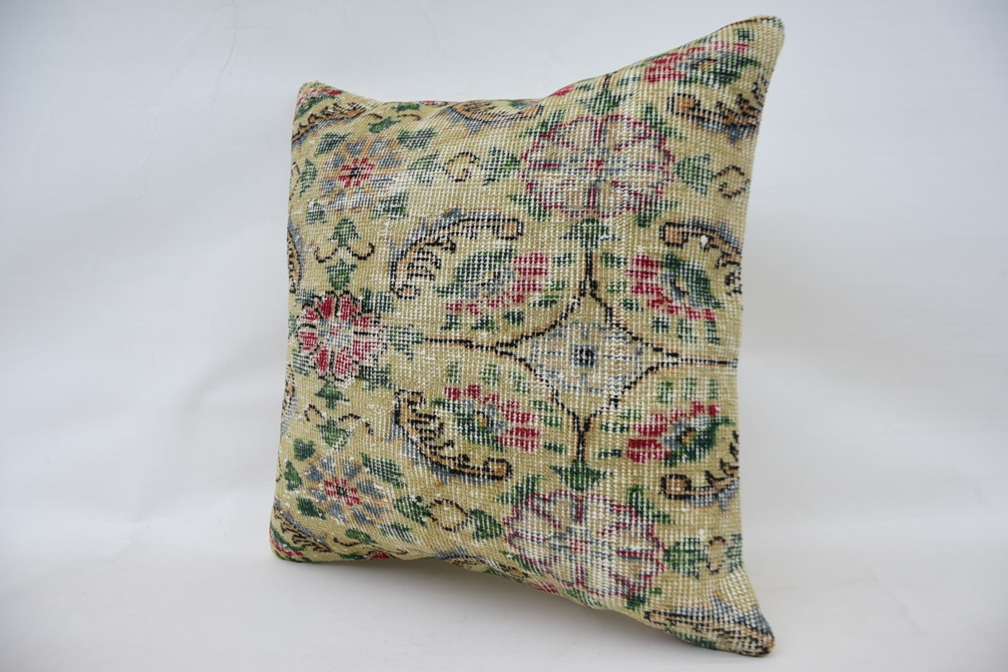 Vintage Kilim Throw Pillow, Pillow for Couch, Interior Designer Pillow, 24"x24" Beige Pillow Cover, Tribal Pillow Sham