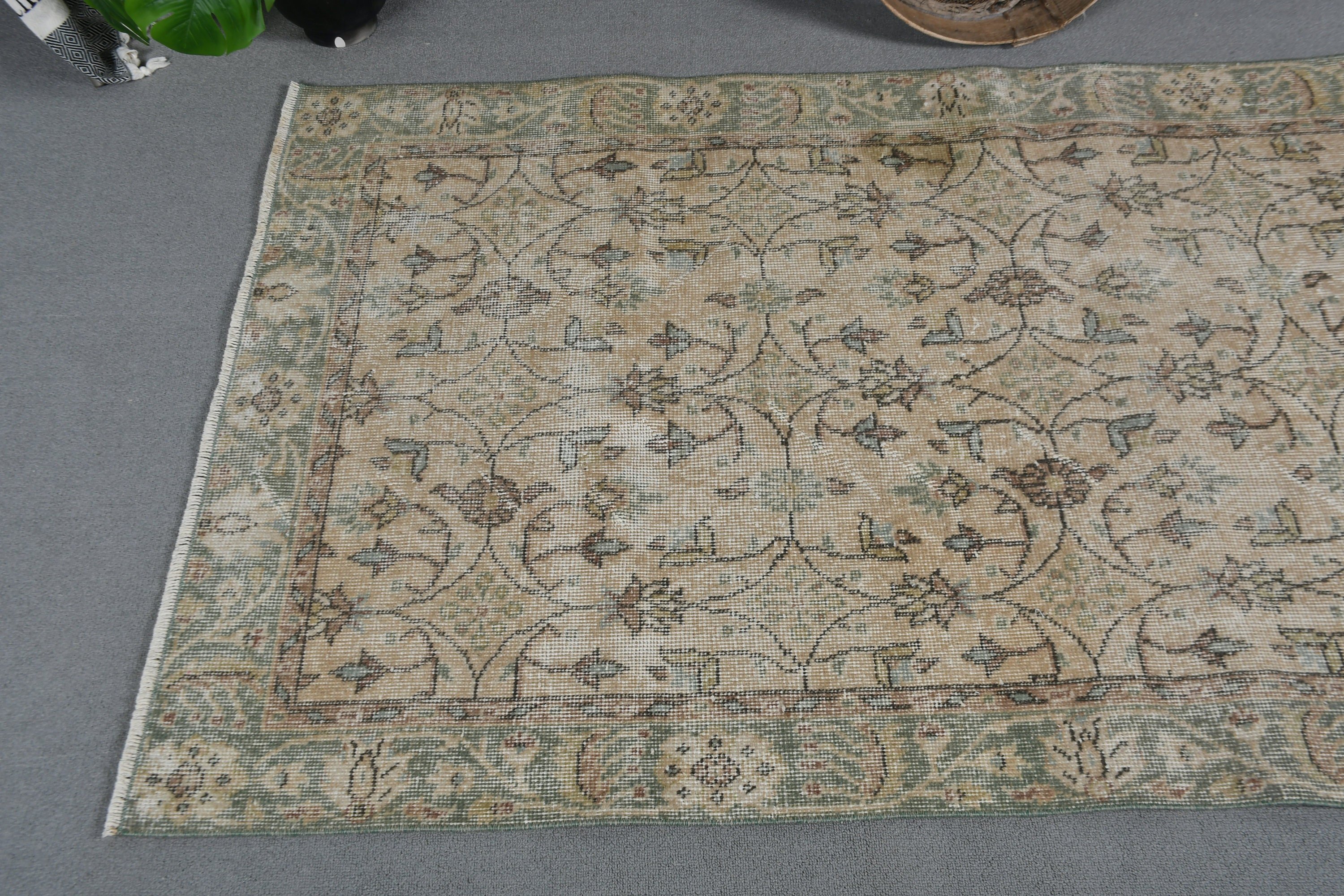 Turkish Rug, Antique Rug, Moroccan Rugs, Bedroom Rugs, Vintage Rugs, Green Anatolian Rug, 3.5x6.5 ft Accent Rugs, Kitchen Rug, Natural Rug