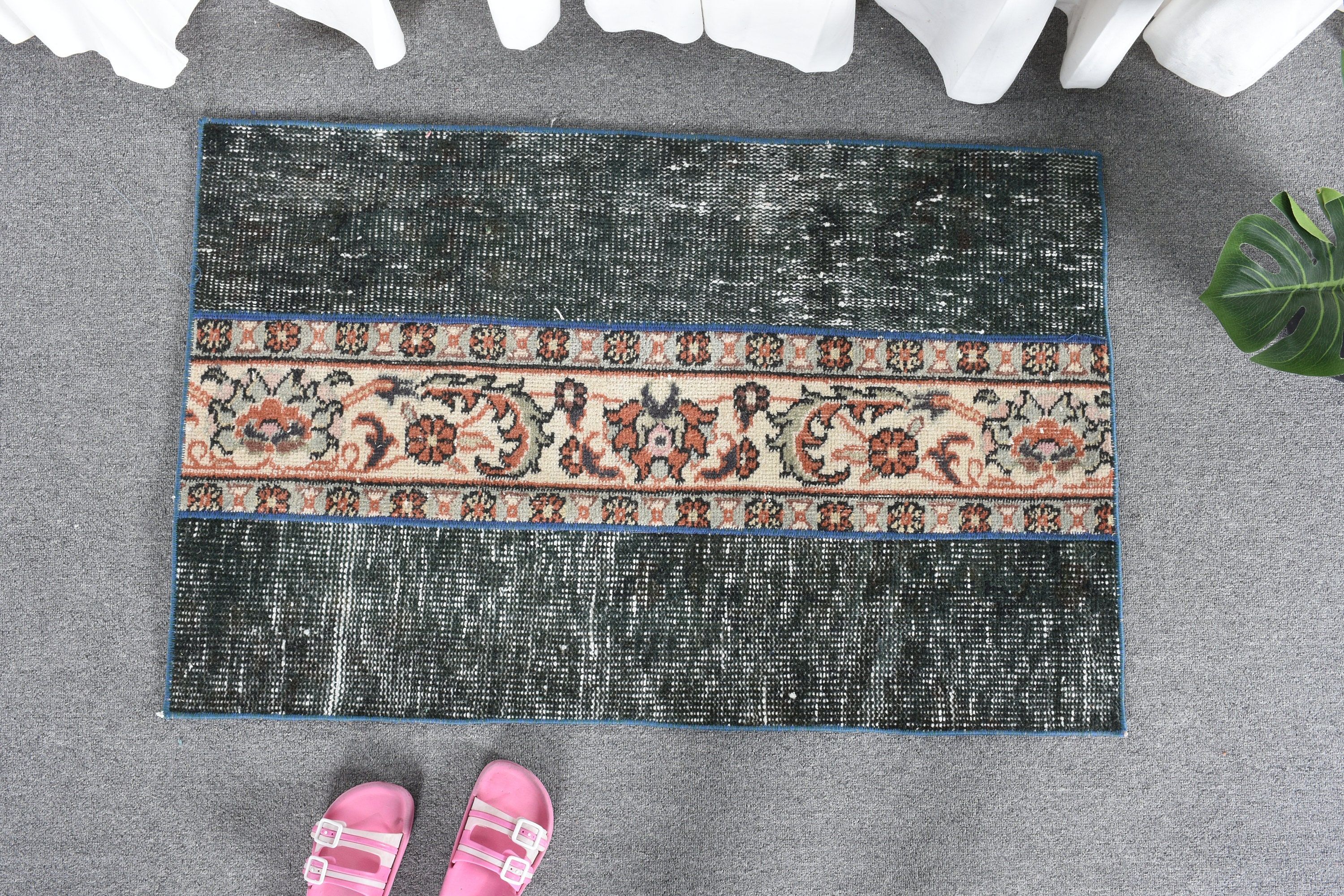 Vintage Rug, Blue Floor Rug, Turkish Rugs, Old Rug, Antique Rug, 2.1x3.3 ft Small Rugs, Bathroom Rugs, Wool Rugs, Nursery Rug, Abstract Rug