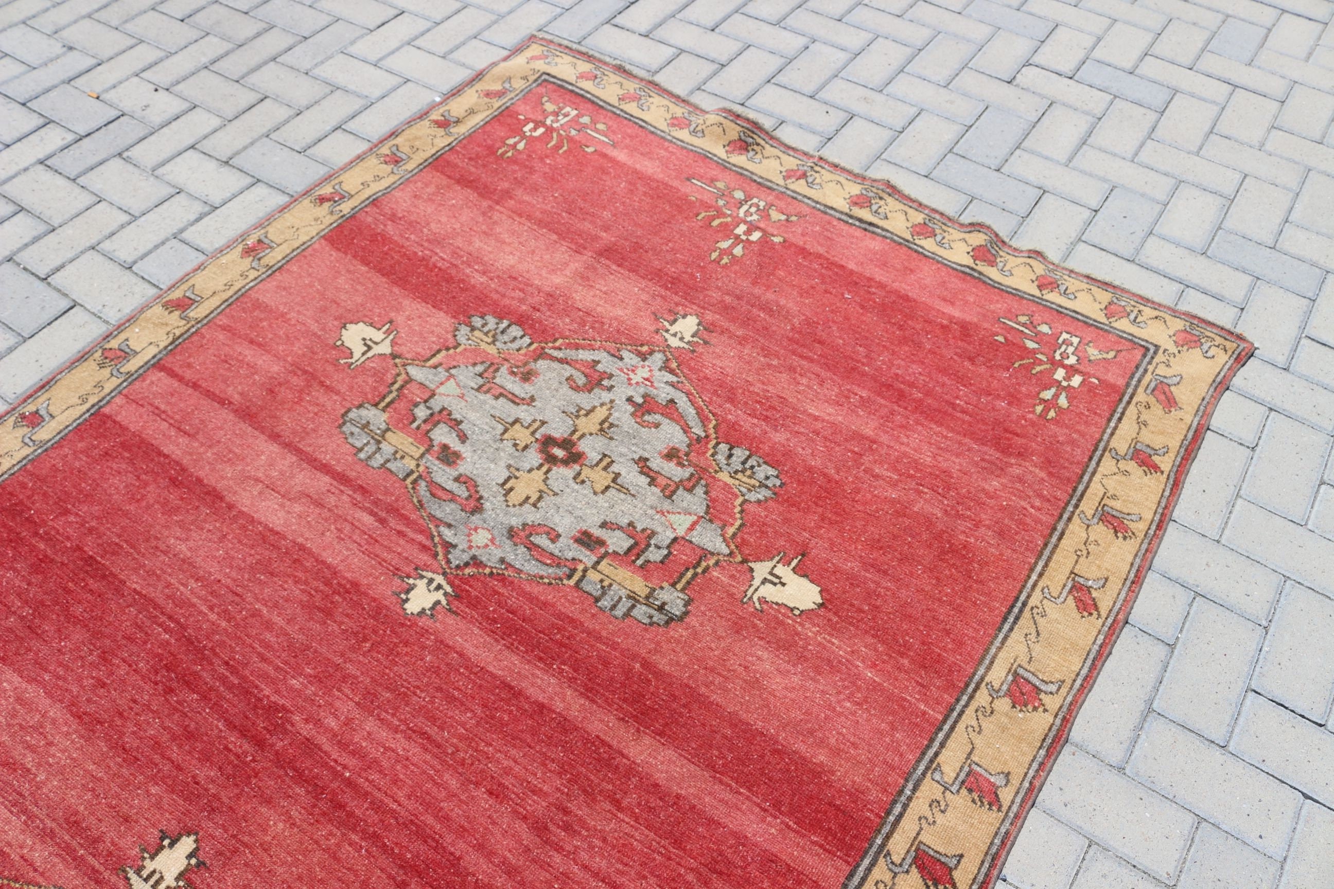 Red Kitchen Rugs, Distressed Rug, Vintage Rugs, Living Room Rugs, Moroccan Rug, 5x12.2 ft Large Rug, Home Decor Rug, Turkish Rug, Salon Rug