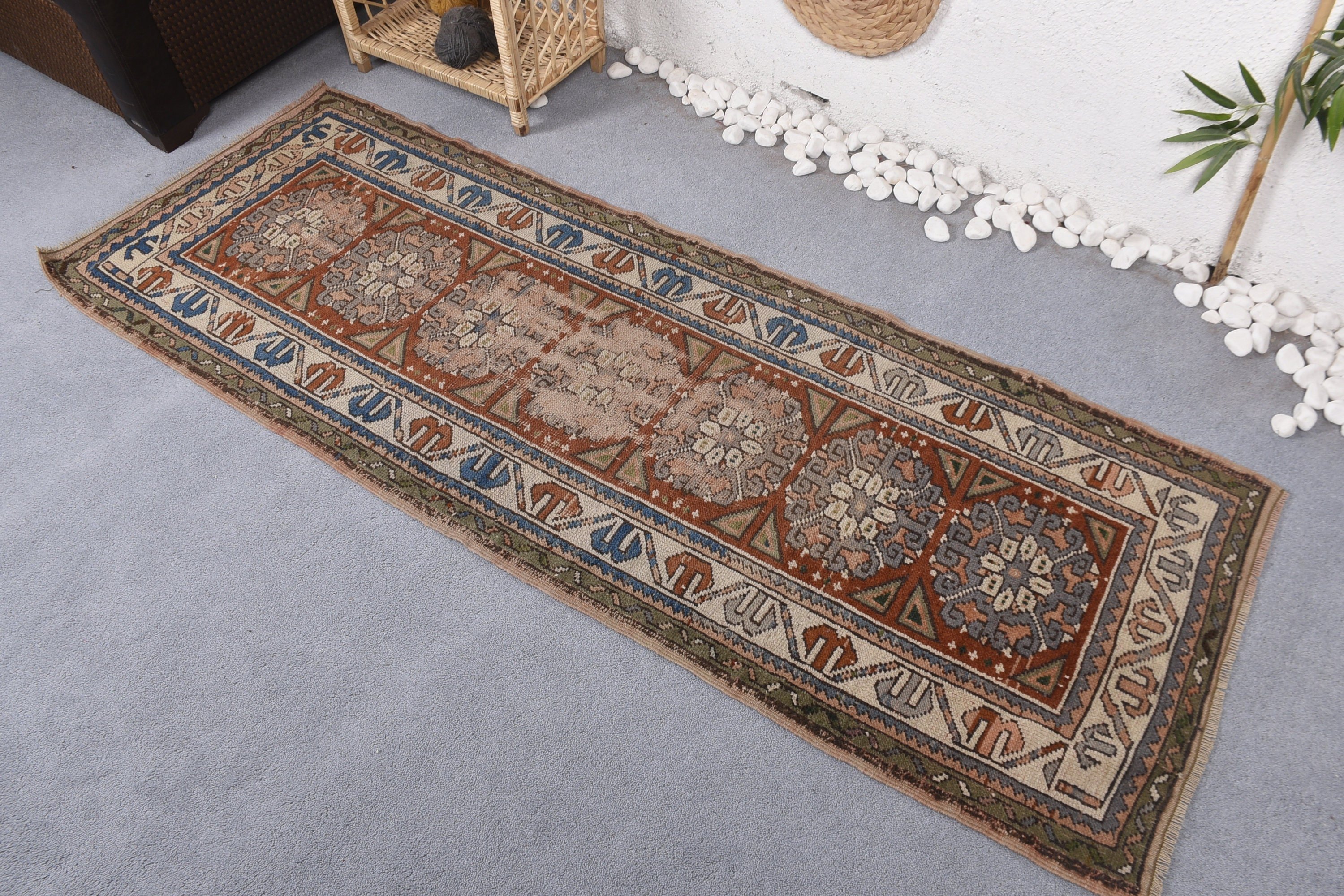 Oryantal Halılar, Mutfak Halısı, Sevimli Halı, Türk Halıları, Kırmızı 2.4x6.8 ft Runner Halısı, Mutfak Halıları, Vintage Halılar