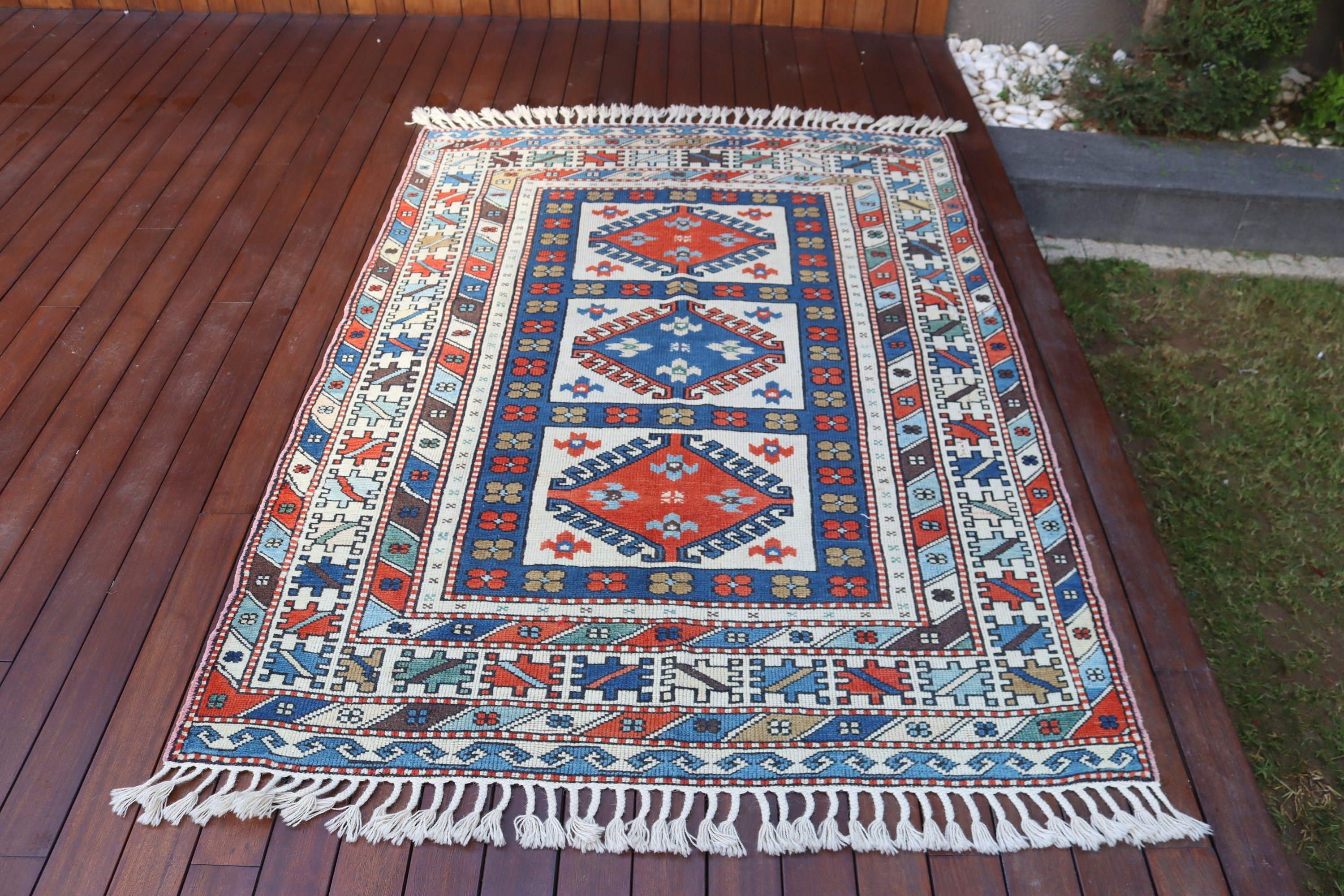 Dining Room Rugs, Cool Rug, Turkish Rug, Vintage Rugs, Boho Area Rugs, Beige Wool Rug, Bohemian Rugs, 4.4x6.2 ft Area Rugs, Handwoven Rug