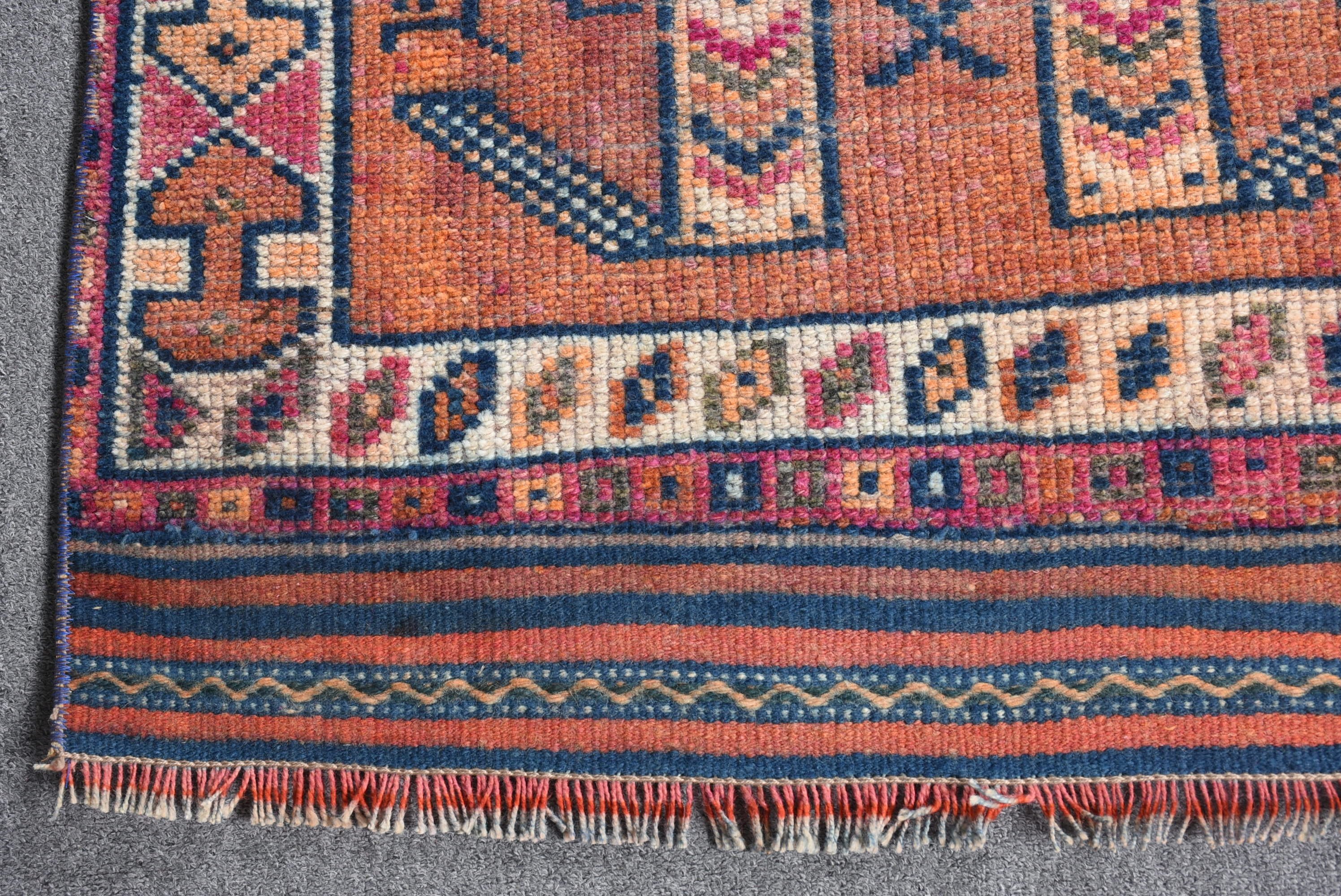 Vintage Rug, Cool Rug, Hallway Rugs, Stair Rug, Orange Kitchen Rug, Rugs for Corridor, Turkish Rugs, 2.7x11.3 ft Runner Rug, Oushak Rugs