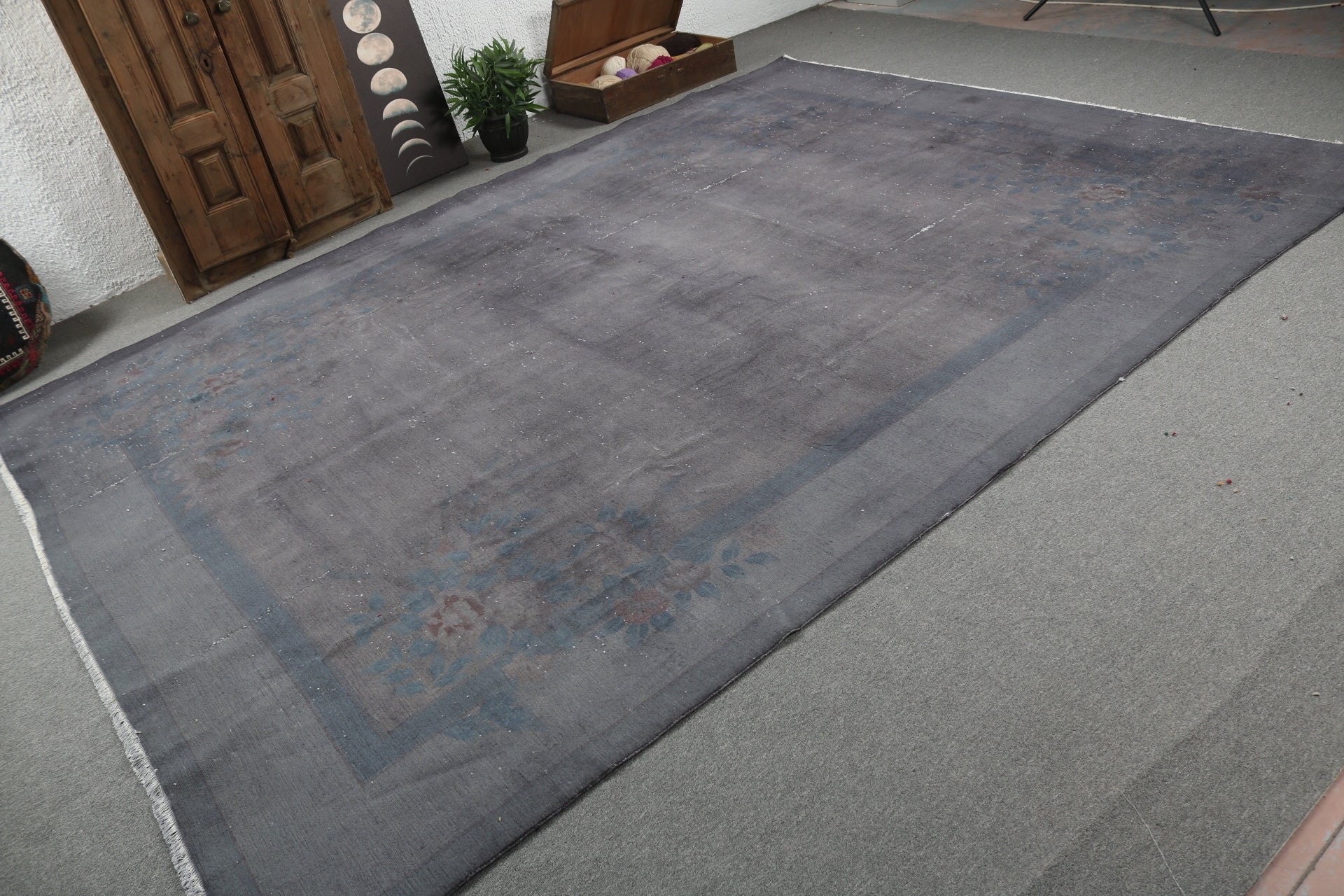 Gray Wool Rugs, Vintage Rug, Antique Rug, Dining Room Rugs, 8.7x11.6 ft Oversize Rug, Turkish Rugs, Oversize Vintage Rug, Oriental Rug