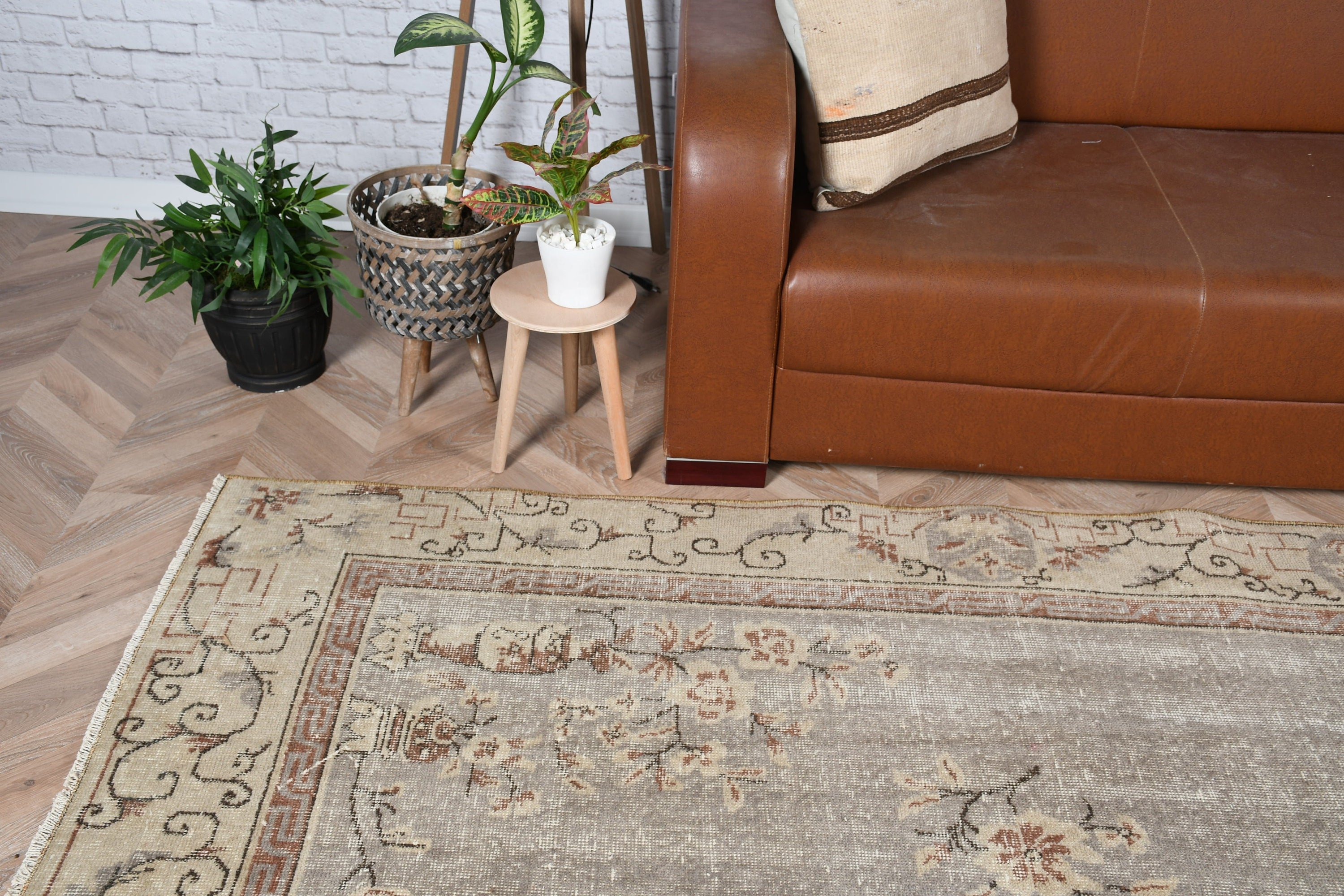 Floor Rugs, Gray Anatolian Rugs, Dining Room Rug, 6.6x10.3 ft Large Rug, Living Room Rug, Turkish Rug, Vintage Rug, Oushak Rug, Outdoor Rug