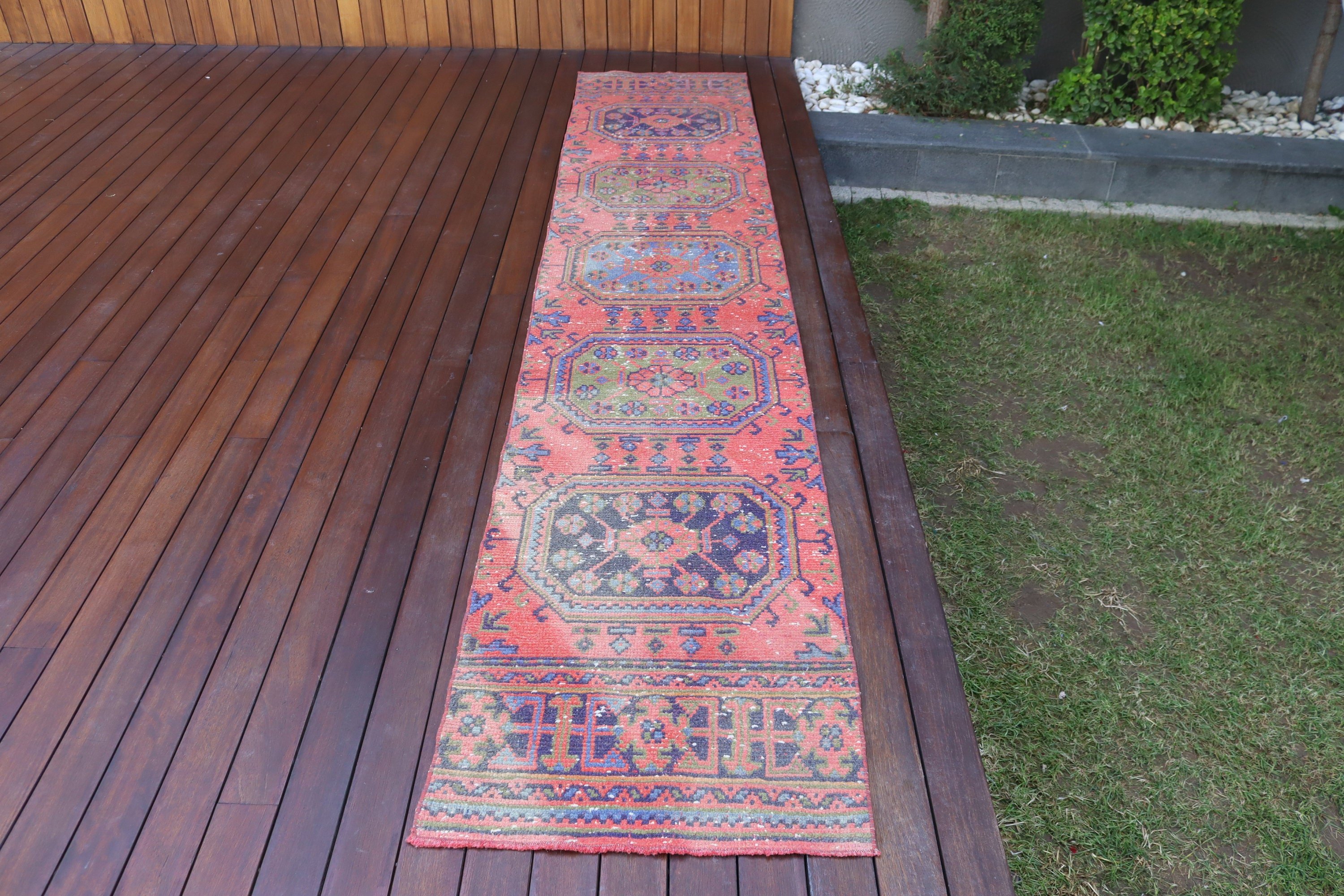 Vintage Halı, Türk Halısı, Koşucu Halıları, Aztek Halıları, 2.1x11.1 ft Koşucu Halısı, Anadolu Halısı, Turuncu Nötr Halılar, Yün Halılar, Merdiven Halıları