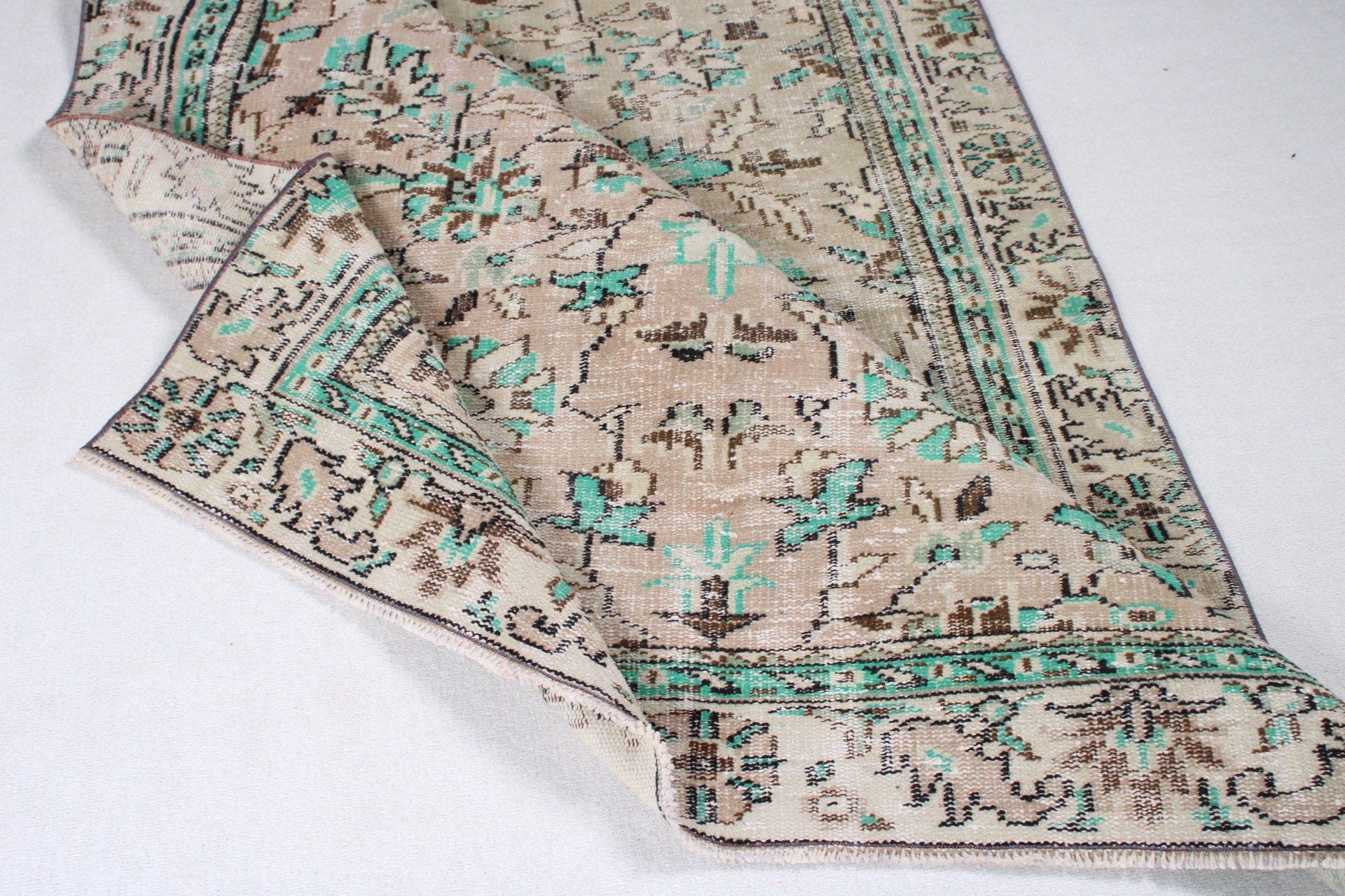 Vintage Halılar, Türk Halıları, Oturma Odası Halısı, 5.2x8.8 ft Büyük Halı, Büyük Boho Halıları, Yatak Odası Halıları, Lüks Halı, Yeşil Fas Halısı