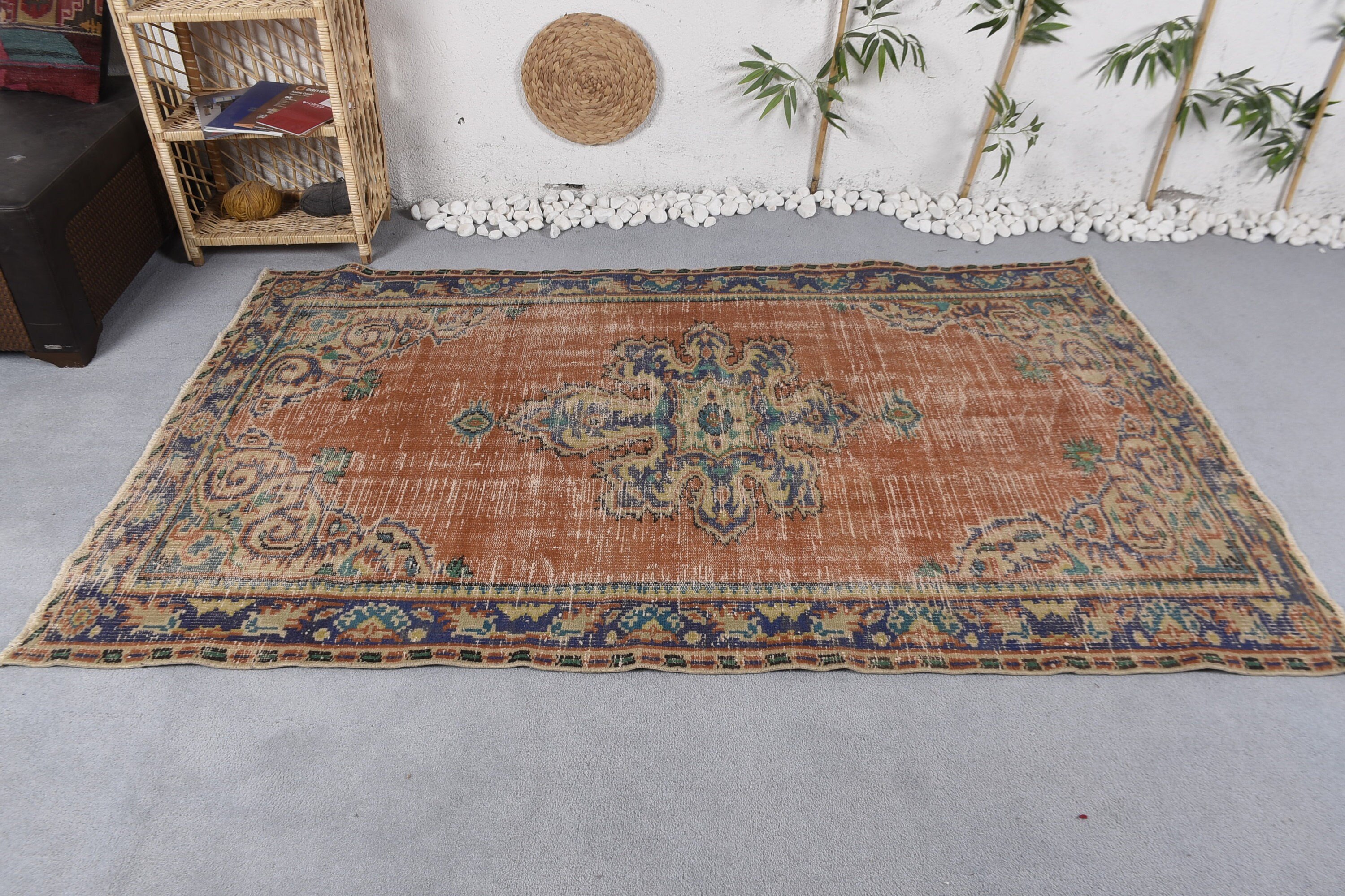 Rugs for Area, Vintage Rug, Blue Bedroom Rug, 4.4x7.3 ft Area Rug, Cool Rug, Turkish Area Rug Rugs, Floor Rug, Kitchen Rug, Turkish Rug