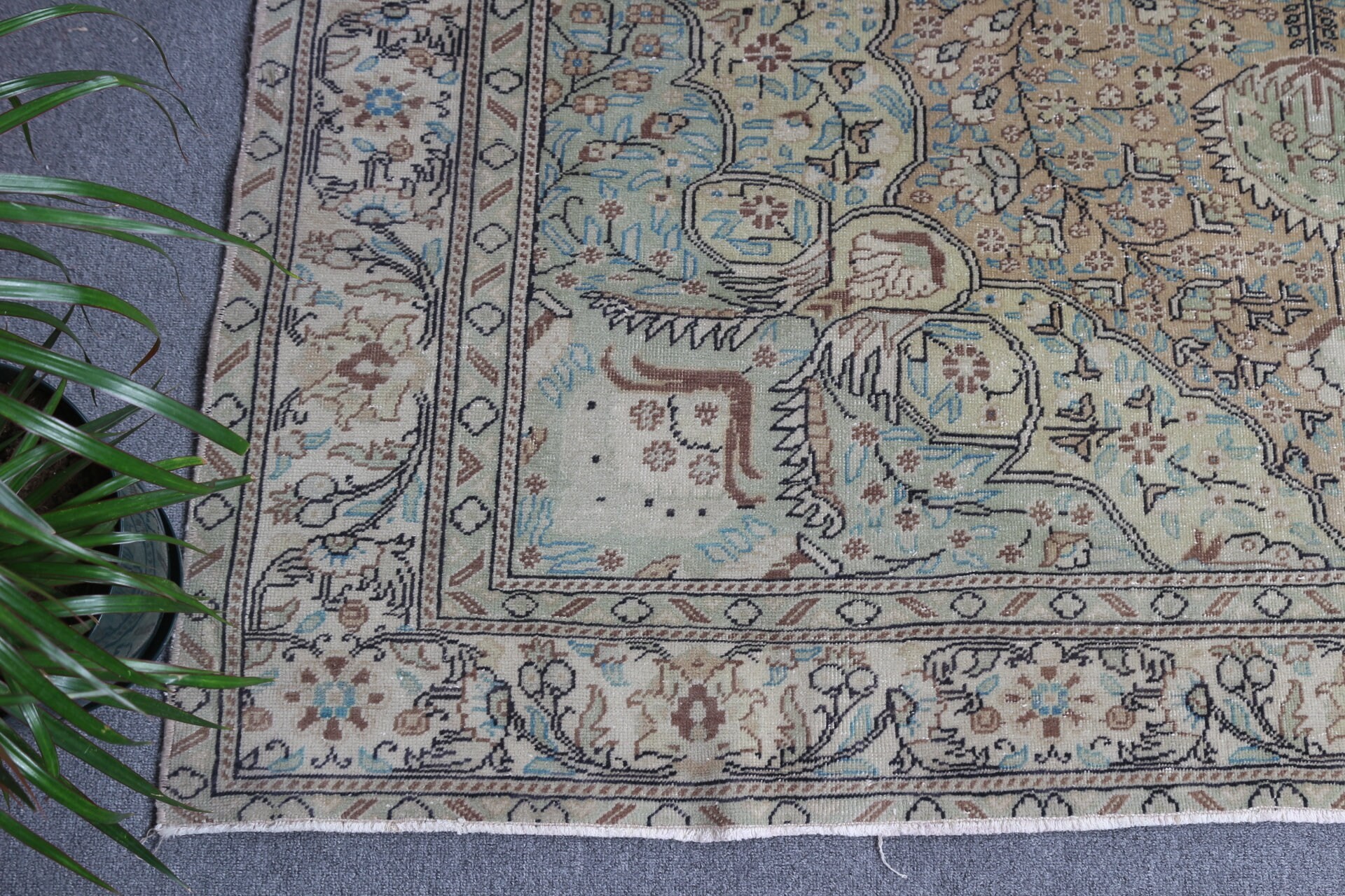 Yeşil Yer Halısı, Eklektik Halılar, Vintage Halı, Yemek Odası Halıları, Ev Dekorasyonu Halısı, Mutfak Halısı, 6.2x9.5 ft Büyük Halılar, Yatak Odası Halısı, Türk Halısı