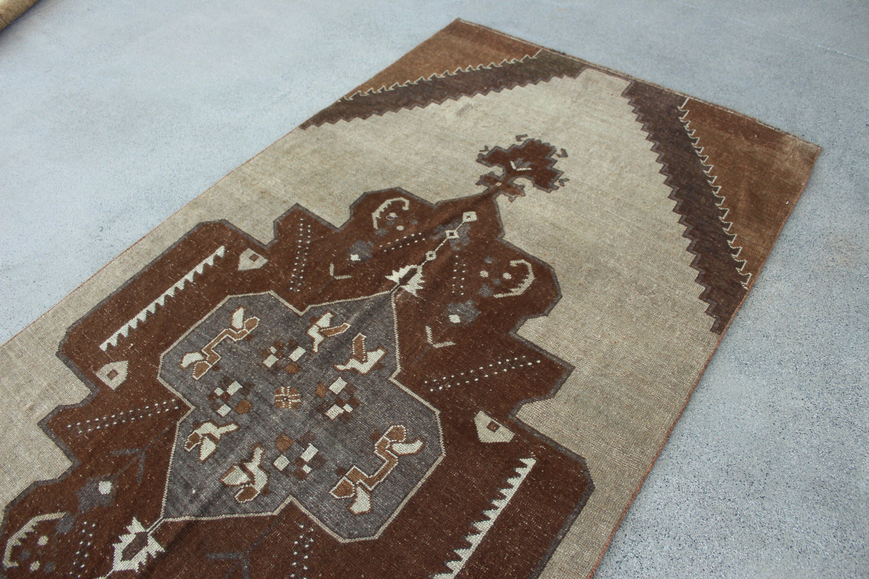 Turkish Rugs, Home Decor Rug, Floor Rug, Beige  4.1x9.1 ft Area Rugs, Indoor Rugs, Aztec Rug, Vintage Rug, Kitchen Rugs