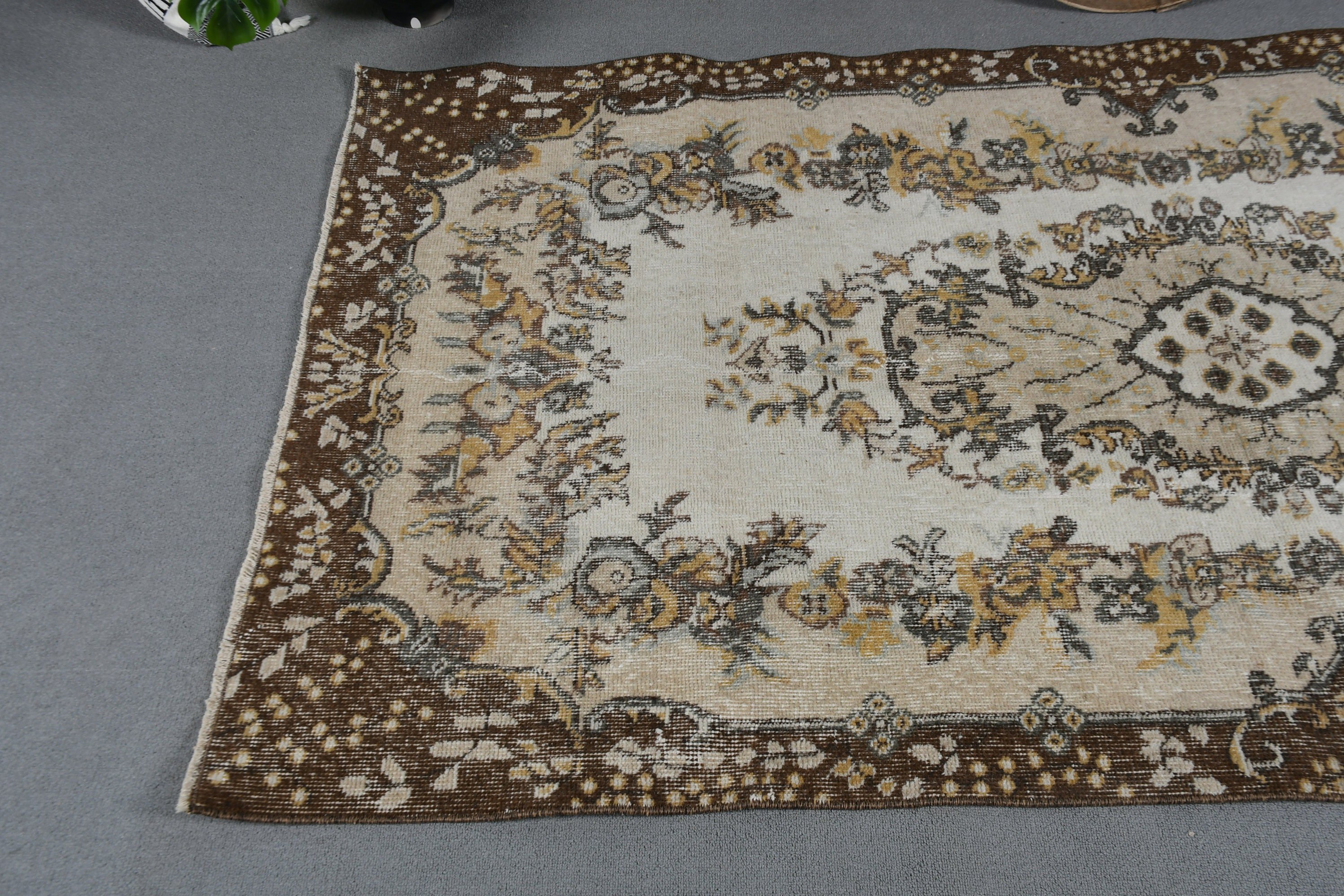 Floor Rug, Dining Room Rugs, 3.7x6.7 ft Area Rugs, Home Decor Rug, Turkish Rug, Vintage Rug, Beige Kitchen Rug, Rugs for Living Room