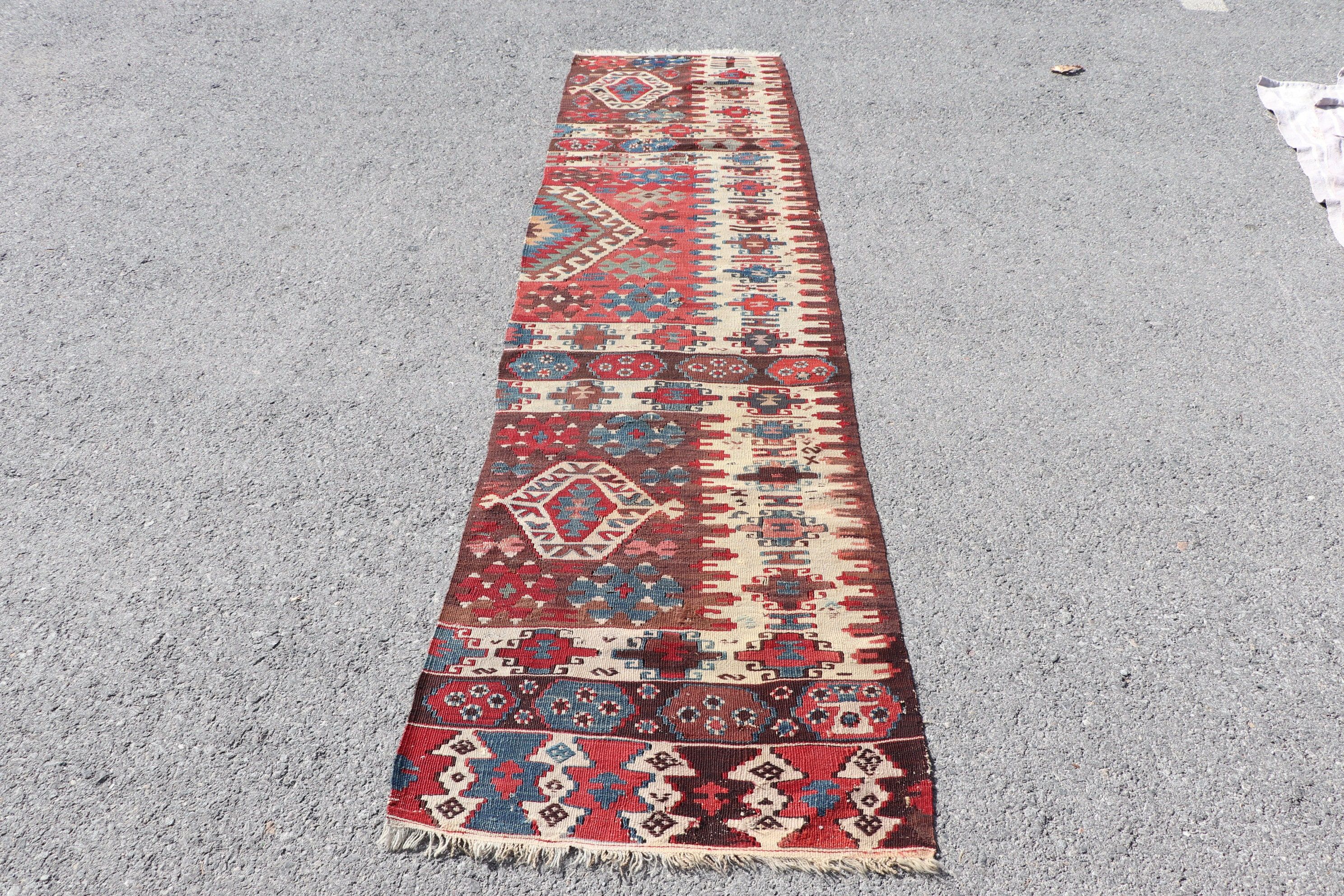 Kırmızı Fas Halıları, Yatak Odası Halıları, Ev Dekorasyonu Halısı, Yurt Halısı, Koridor Halısı, Vintage Halılar, 2.3x8.6 ft Runner Halısı, Kilim, Türk Halıları, Merdiven Halısı