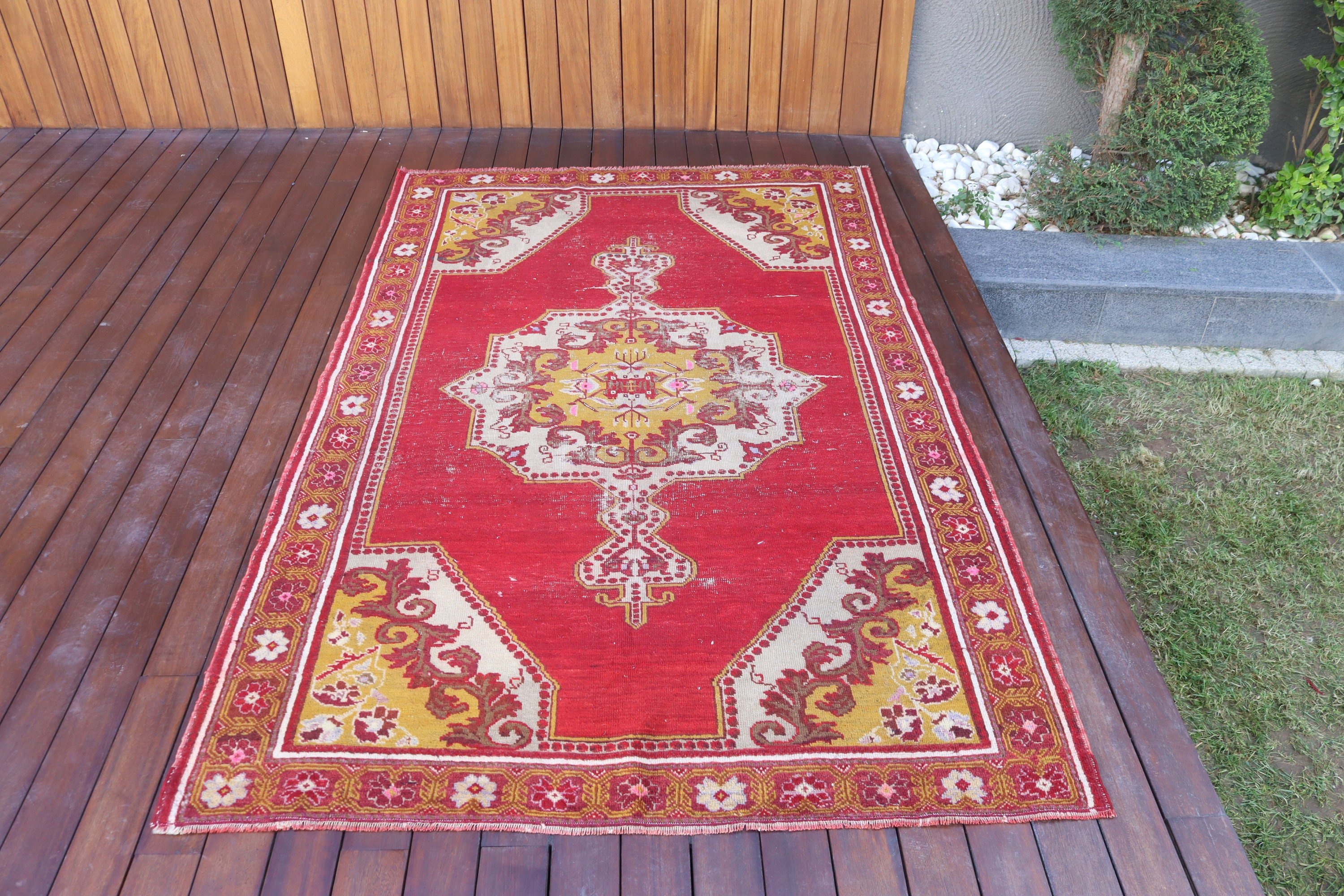 Vintage Rugs, Rugs for Dining Room, Red Home Decor Rugs, Moroccan Rug, 4.3x6.9 ft Area Rug, Turkish Rugs, Floor Rug