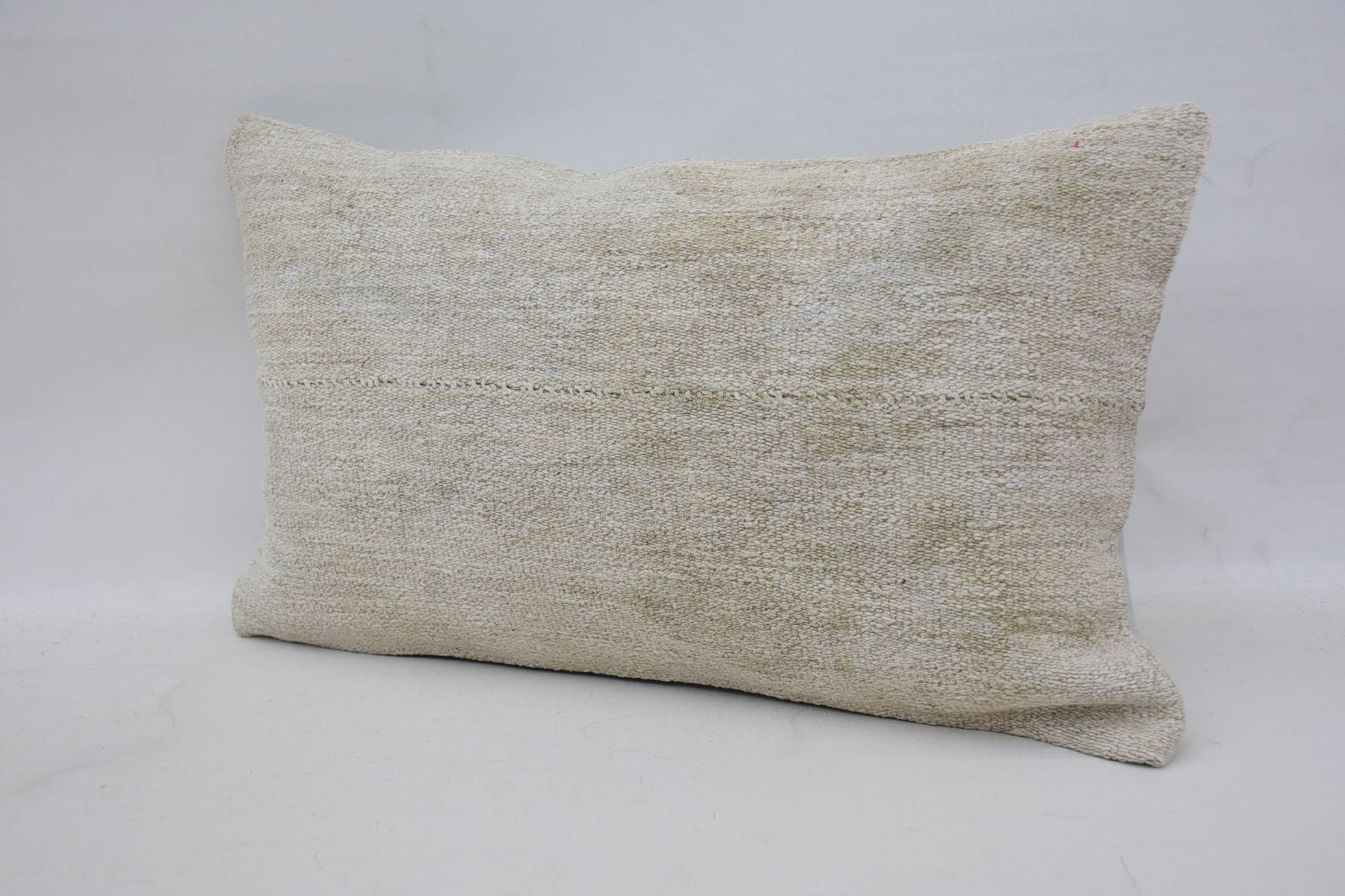 Gift Pillow, 12"x20" White Pillow Sham, Cozy Throw Pillow, Handmade Kilim Cushion, Decorative Throw Cushion, Boho Pillow