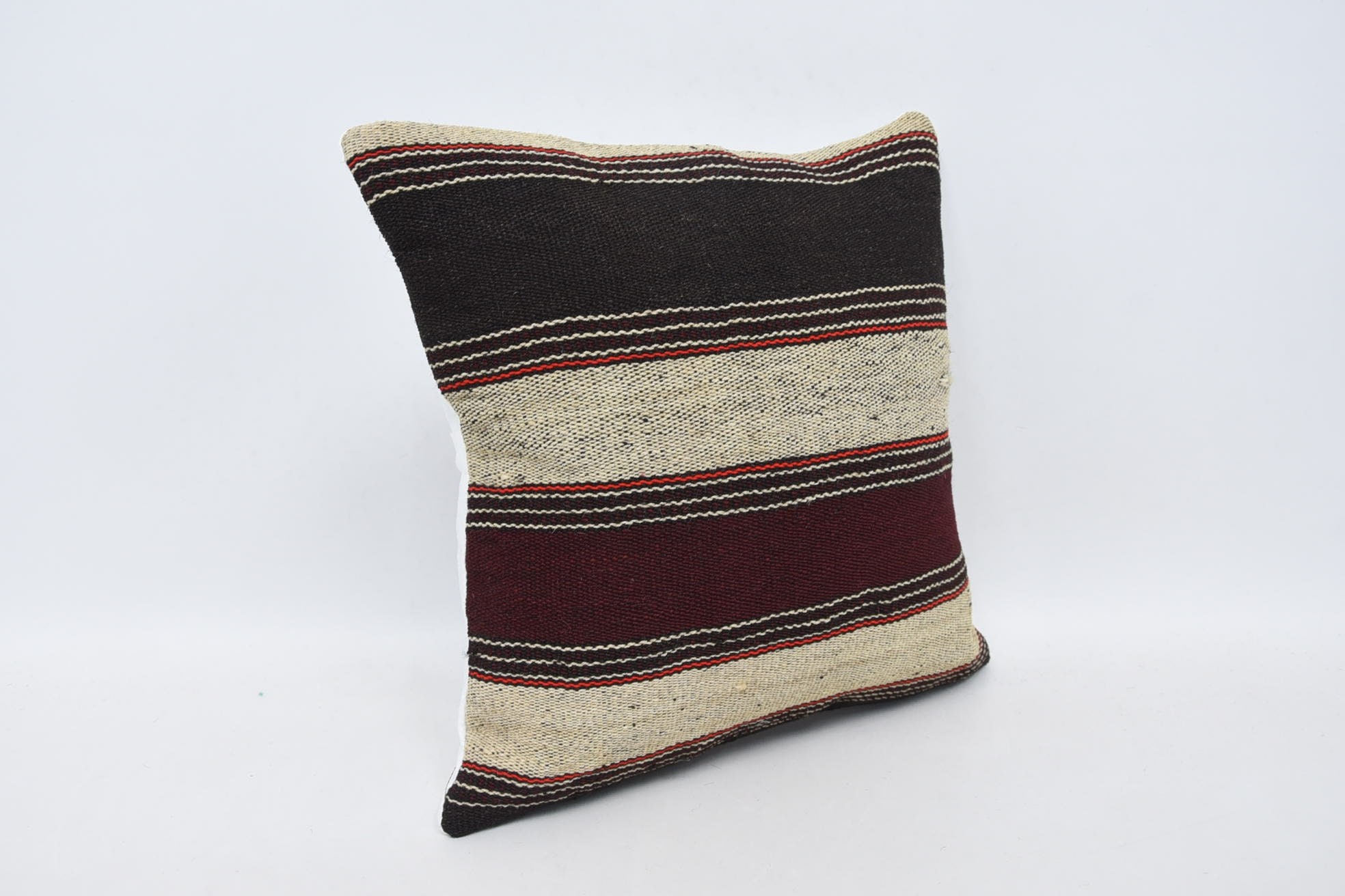 Kilim Yastık, Oturma Odası Kırlent Kılıfı, Türk Kilim Yastık, Kanepe Yastık, 16"x16" Bej Kırlent