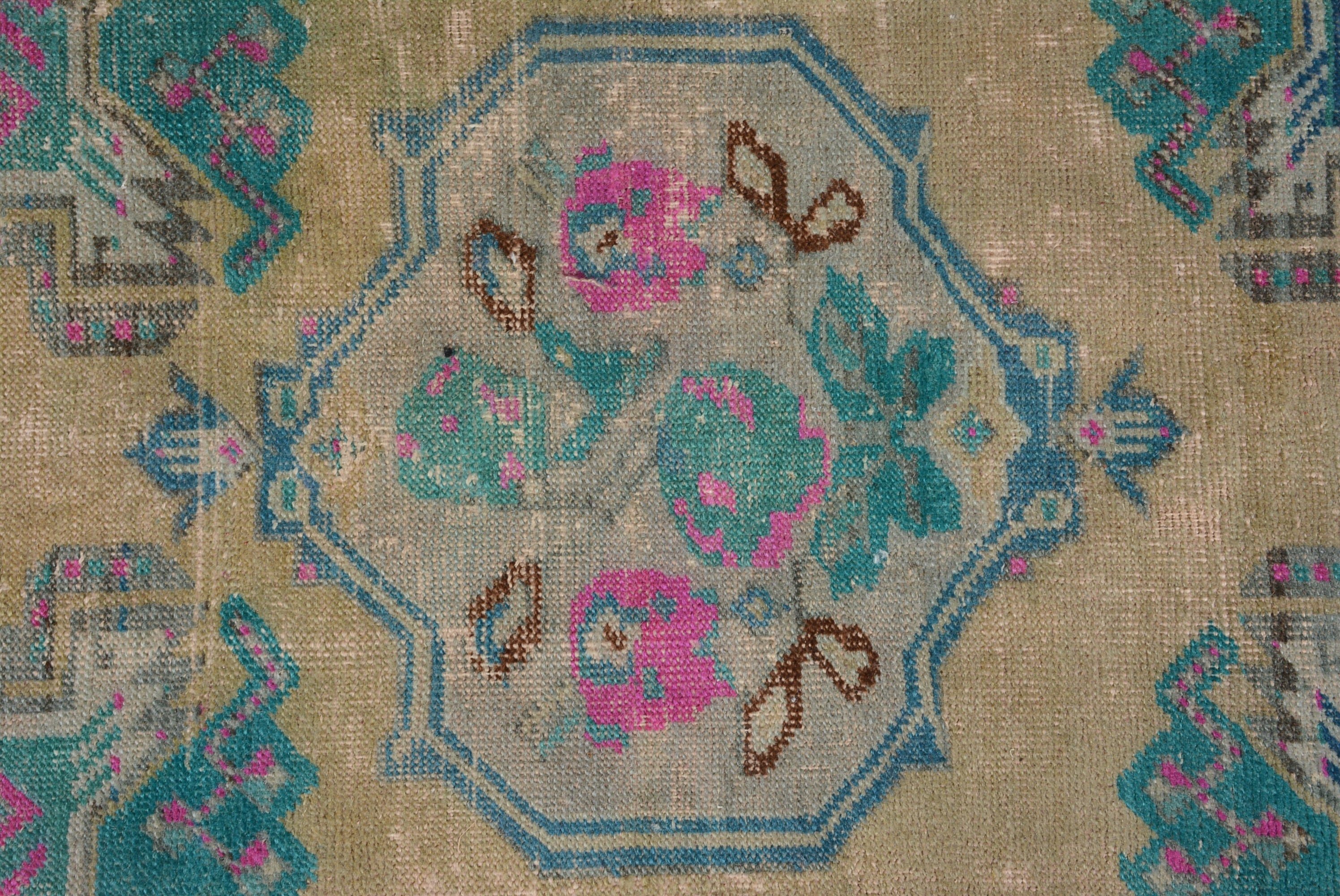 1.7x3.4 ft Küçük Halı, Kahverengi Oushak Halı, Türk Halıları, Boho Halıları, Vintage Halı, Fas Halıları, Duvara Asılı Halılar, Araba Paspas Halısı, Yer Halısı