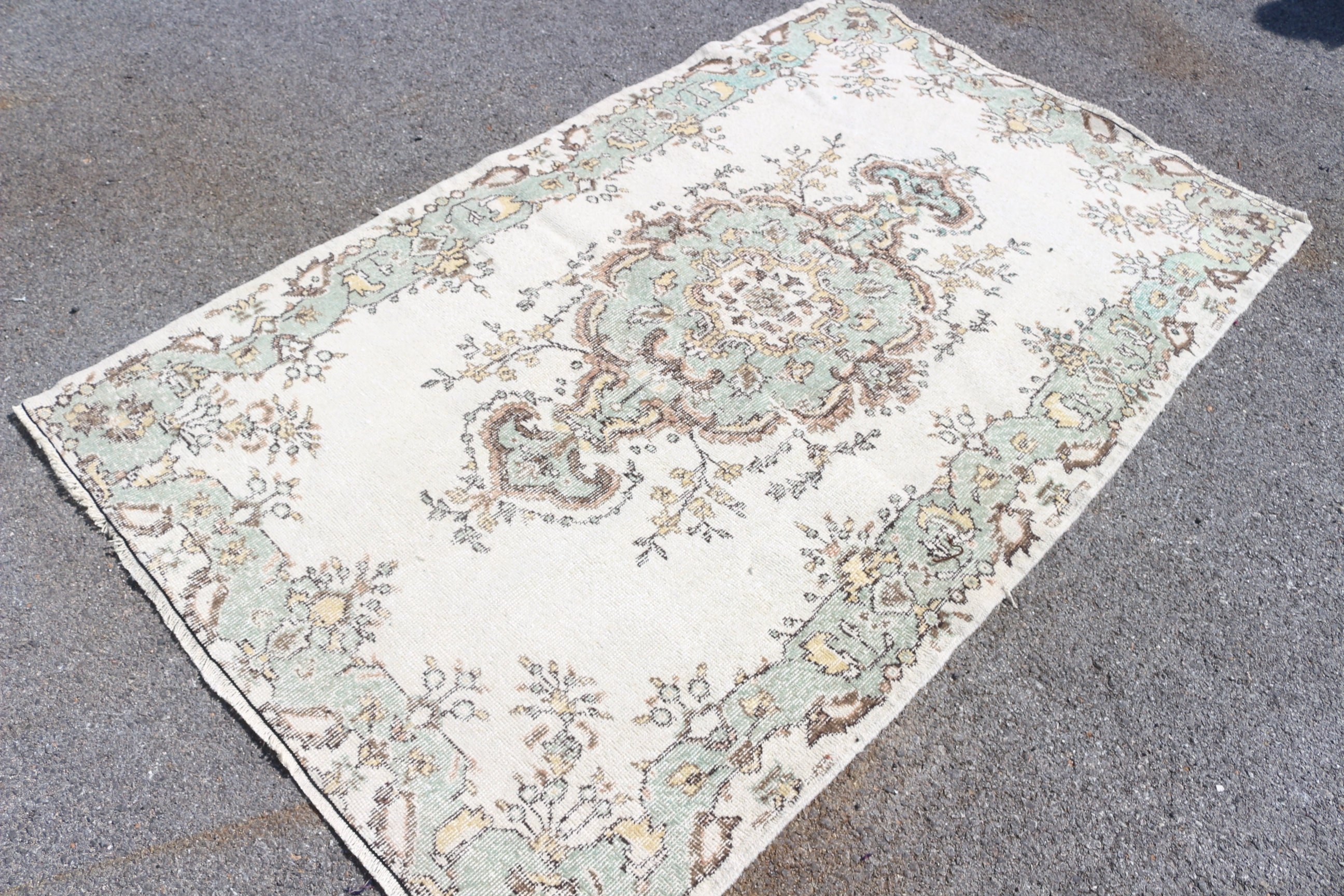 Turkish Rugs, 4.2x6.8 ft Area Rug, Handmade Rugs, Vintage Rug, Nursery Rugs, Indoor Rugs, Bedroom Rug, Moroccan Rugs, Beige Oriental Rugs