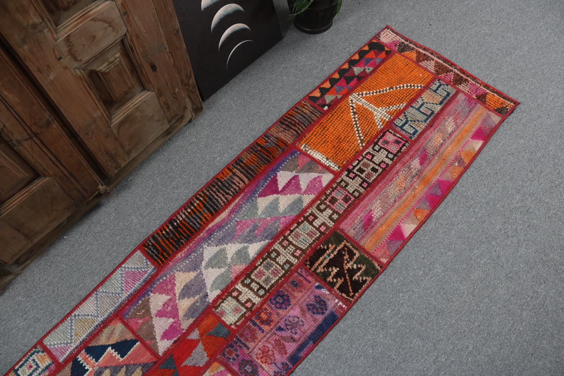 Pink Kitchen Rugs, 1.9x7.3 ft Runner Rug, Bedroom Rug, Turkish Rugs, Corridor Rugs, Vintage Rug, Rugs for Long Runner