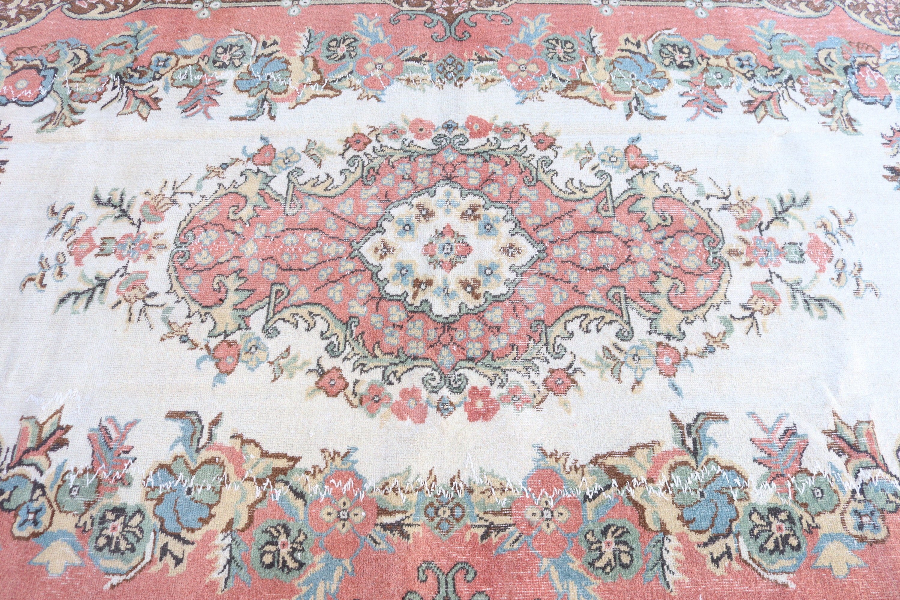 Türk Halısı, 5.9x9.3 ft Büyük Halılar, Vintage Halı, Boho Halı, Büyük Vintage Halılar, Yer Halıları, Pembe Nötr Halı, Türkiye Halısı, Yemek Odası Halısı