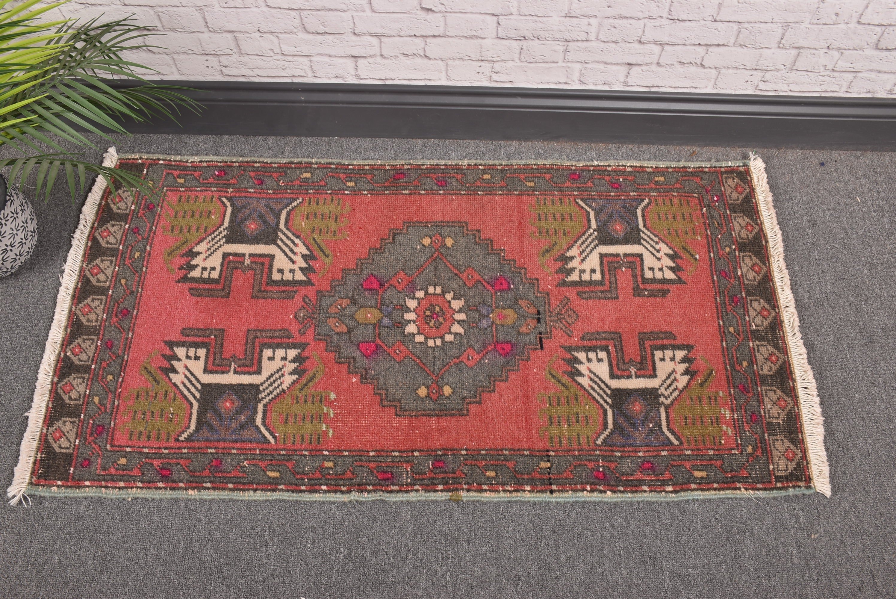 Boho Halı, Türk Halıları, Pembe Nötr Halılar, Yatak Odası Halısı, Vintage Halı, 1.8x3.5 ft Küçük Halılar, Yatak Odası Halıları, Banyo Halısı, Fas Halıları