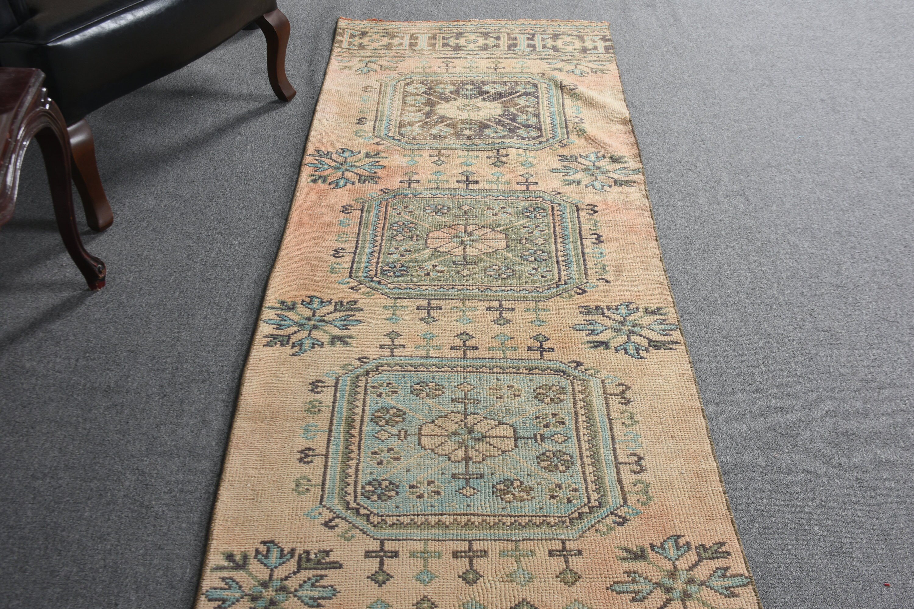 Kahverengi Yer Halısı, Koridor Halıları, Yer Halıları, Boho Halısı, 2,6x11,4 ft Runner Halısı, Anadolu Halıları, Merdiven Halıları, Vintage Halı, Türk Halısı