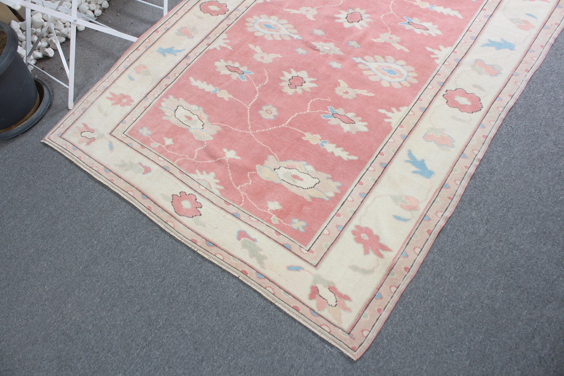 Turkish Rug, Pink Flatweave Rugs, Rugs for Indoor, Wool Rugs, Flatweave Rug, 4.7x5.8 ft Area Rug, Vintage Rugs, Kitchen Rug, Bedroom Rug