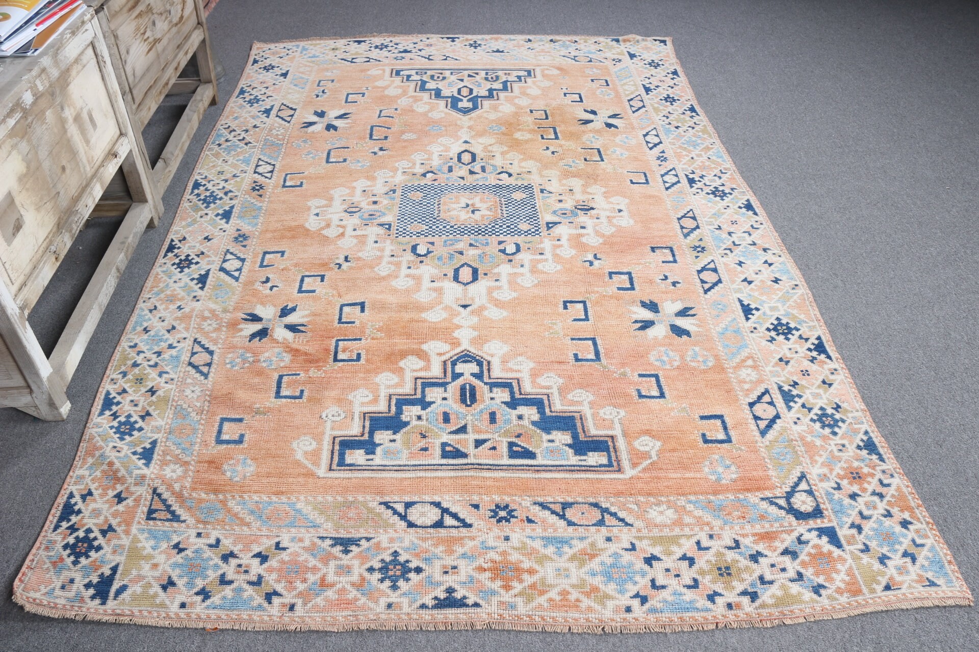 Harika Halılar, 5.7x8.5 ft Büyük Halı, Turuncu Ev Dekorasyonu Halısı, Mutfak Halısı, Vintage Halı, Yatak Odası Halısı, Salon Halıları, Türk Halıları, Salon Halıları