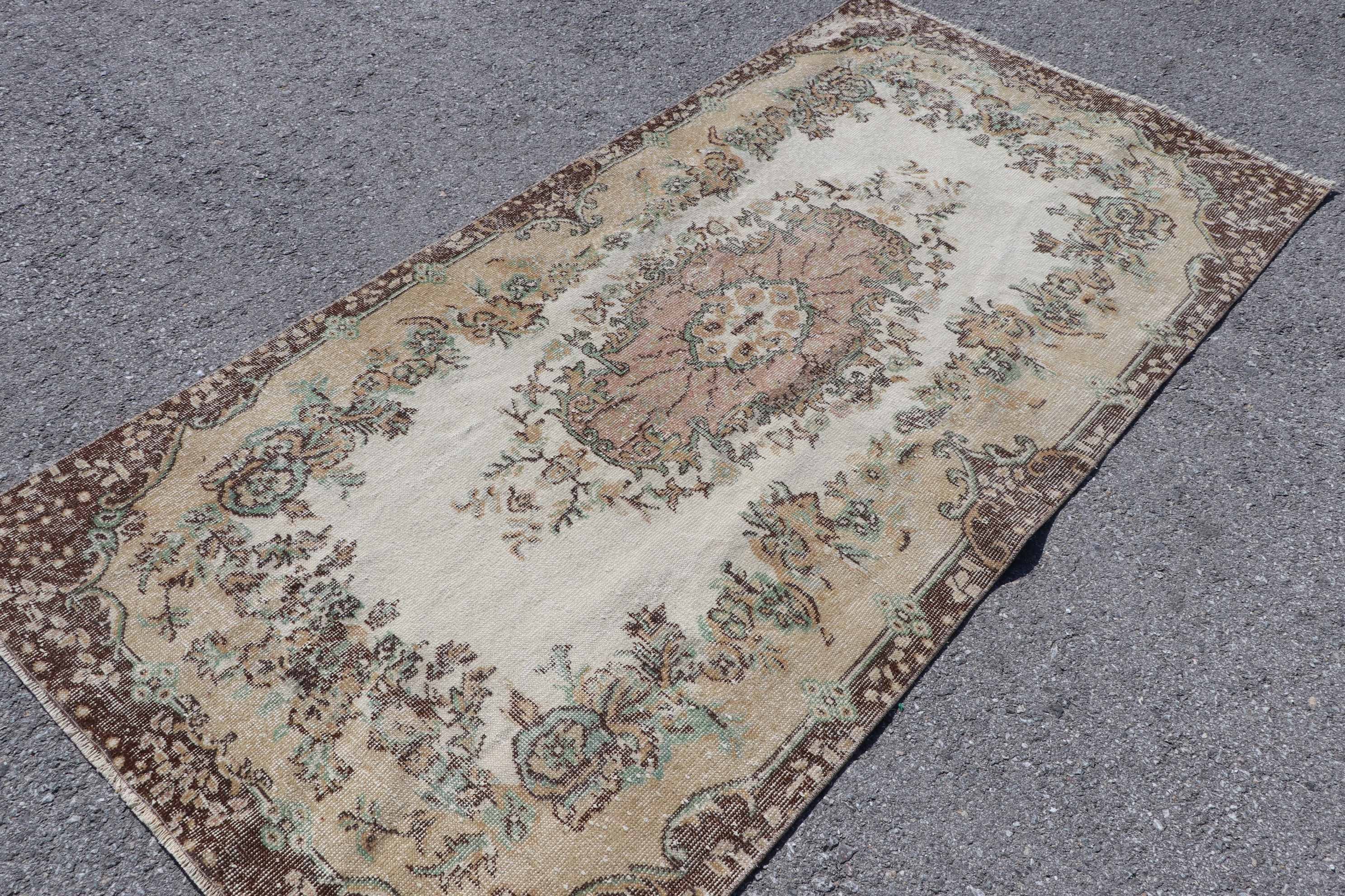 3.8x7.5 ft Area Rug, Brown Cool Rugs, Anatolian Rug, Turkish Rug, Floor Rug, Bright Rugs, Vintage Rug, Rugs for Dining Room, Kitchen Rug