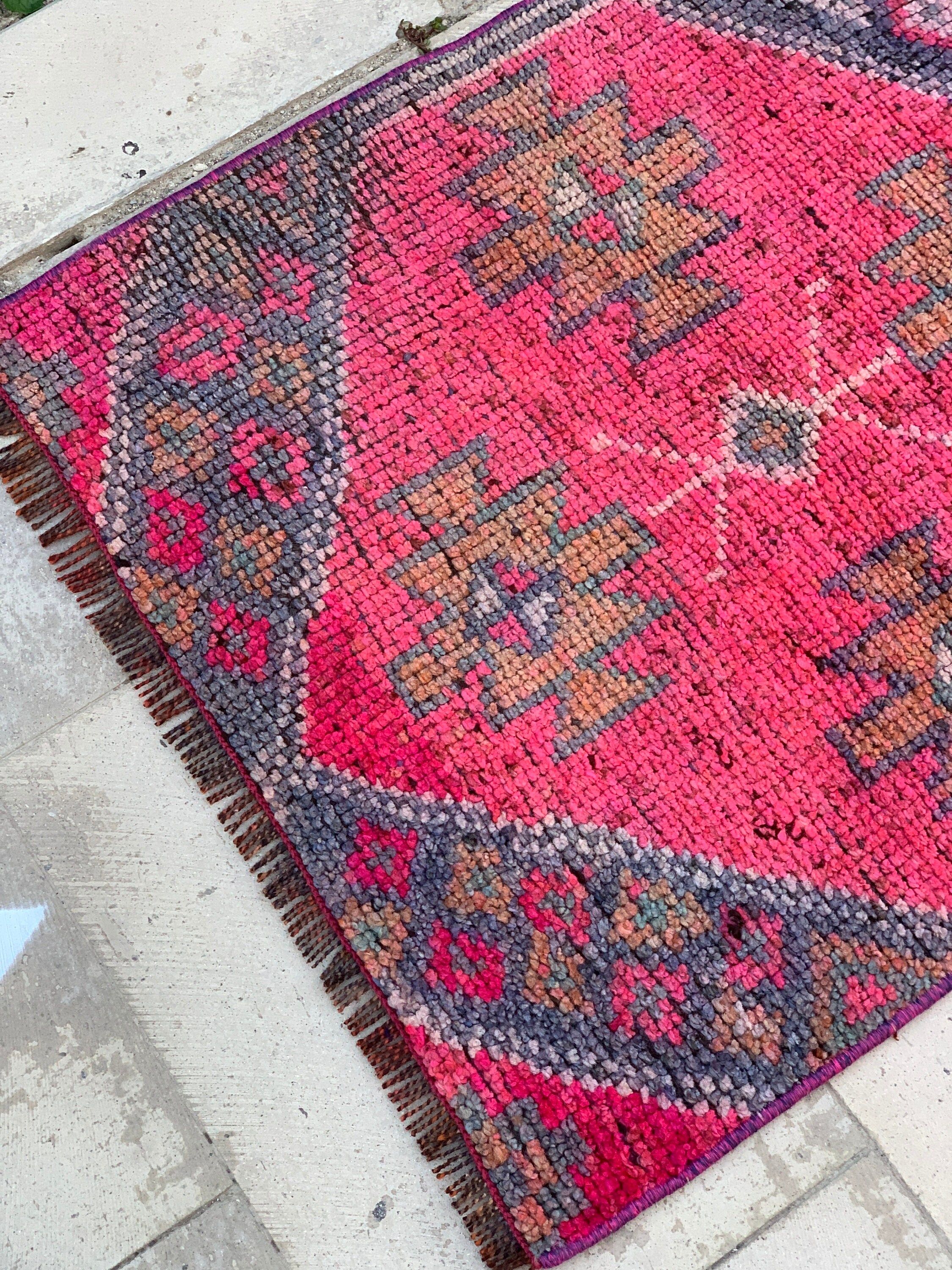 Oryantal Halı, Paspas Halısı, Türk Halısı, Vintage Halı, Pembe Oryantal Halılar, Giriş Halısı, Banyo Halıları, 2,3x2,7 ft Küçük Halılar, Antika Halı