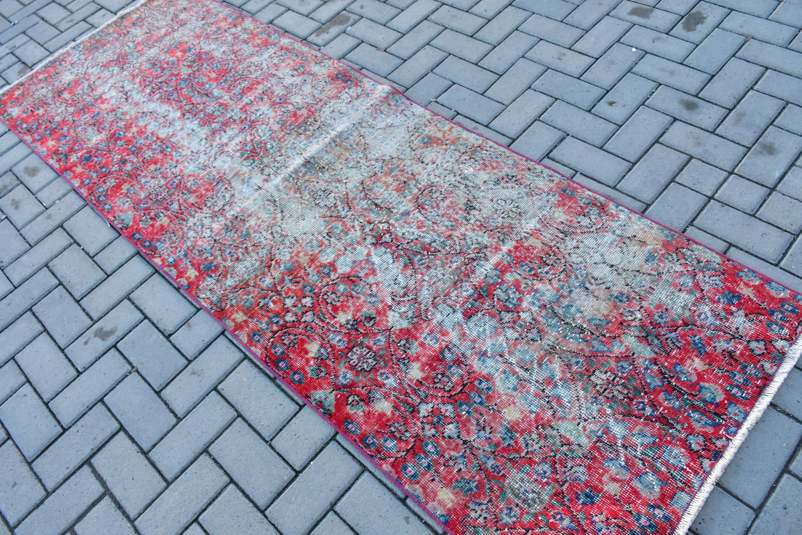 3x8.5 ft Runner Rug, Stair Rugs, Antique Rugs, Rugs for Kitchen, Turkish Rug, Hallway Rug, Vintage Rug, Wool Rug, Red Anatolian Rug