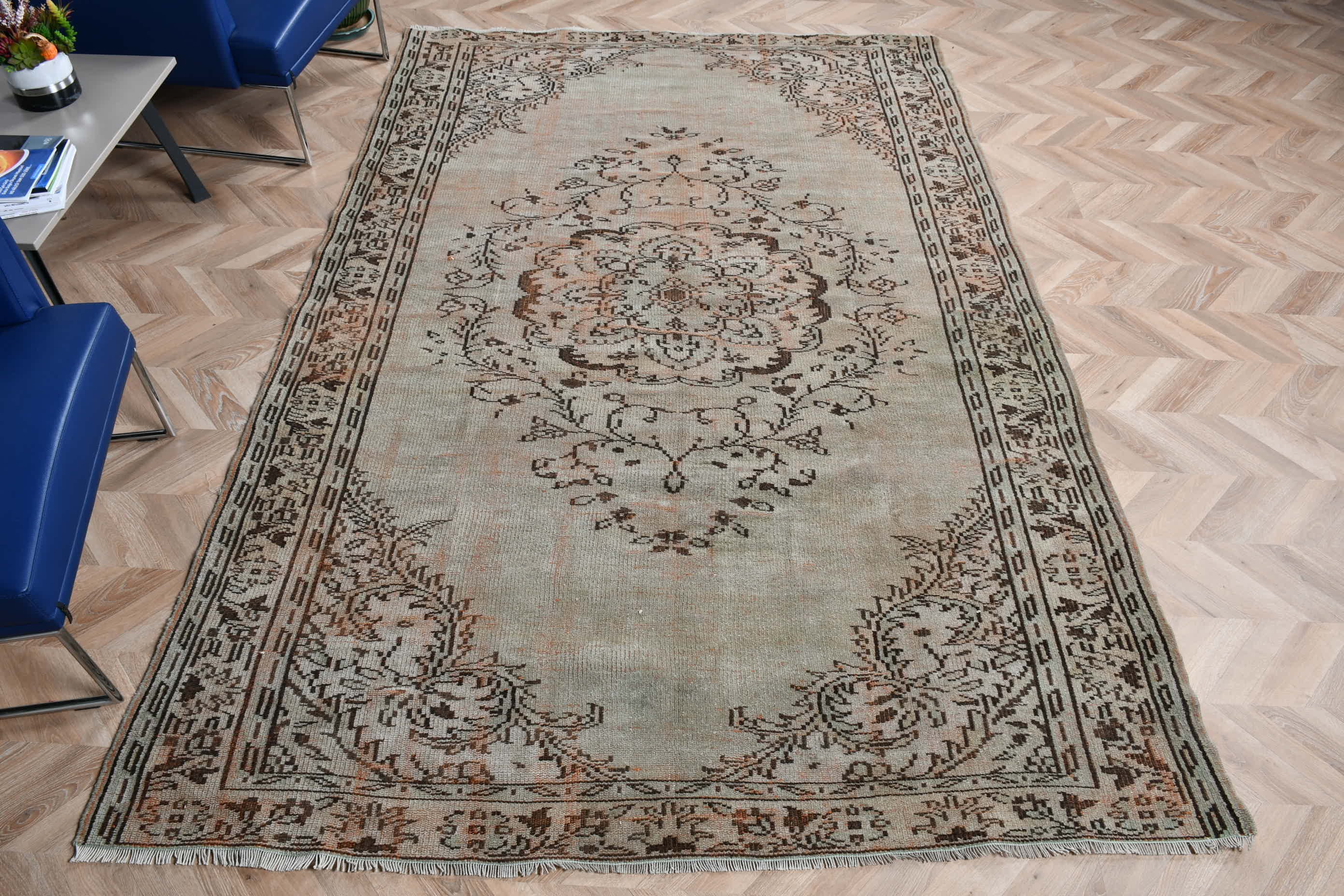 6.2x9.5 ft Büyük Halı, Vintage Halı, Türk Halısı, Yemek Odası Halısı, Fas Halısı, Ev Dekor Halısı, Yatak Odası Halısı, Sevimli Halı, Kahverengi Fas Halısı