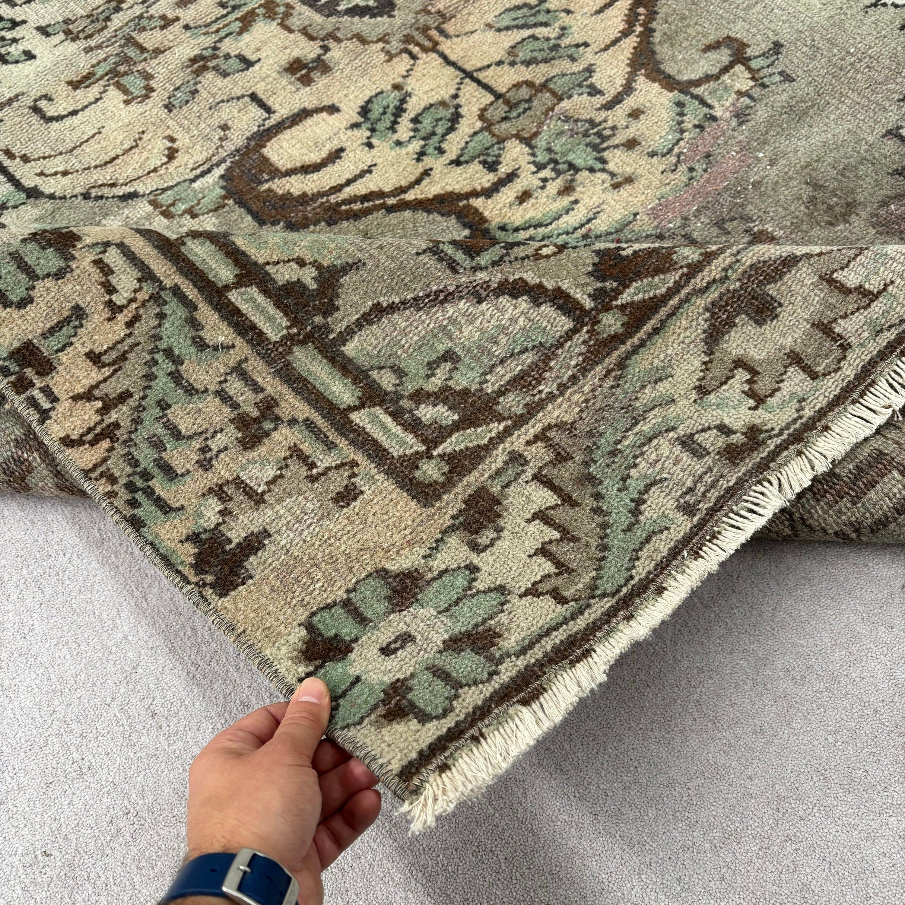 Turkish Rug, Bedroom Rugs, 5x8.6 ft Large Rug, Vintage Rug, Artistic Rug, Green Cool Rug, Floor Rug, Geometric Rugs, Living Room Rug