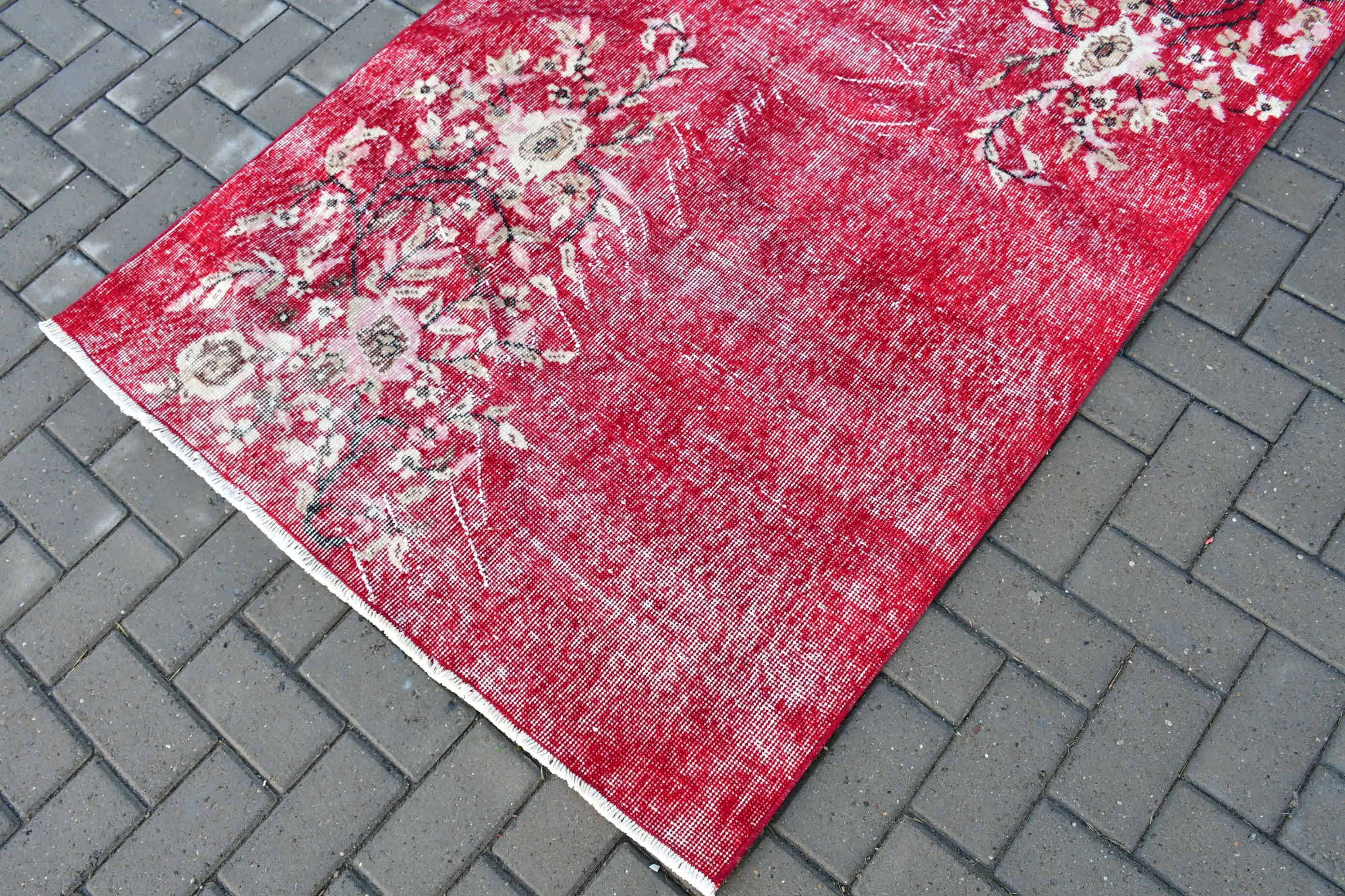 Nomadic Rug, Vintage Rug, Rugs for Entry, Nursery Rug, 3.7x6.4 ft Accent Rugs, Turkish Rug, Red Kitchen Rugs, Anatolian Rugs