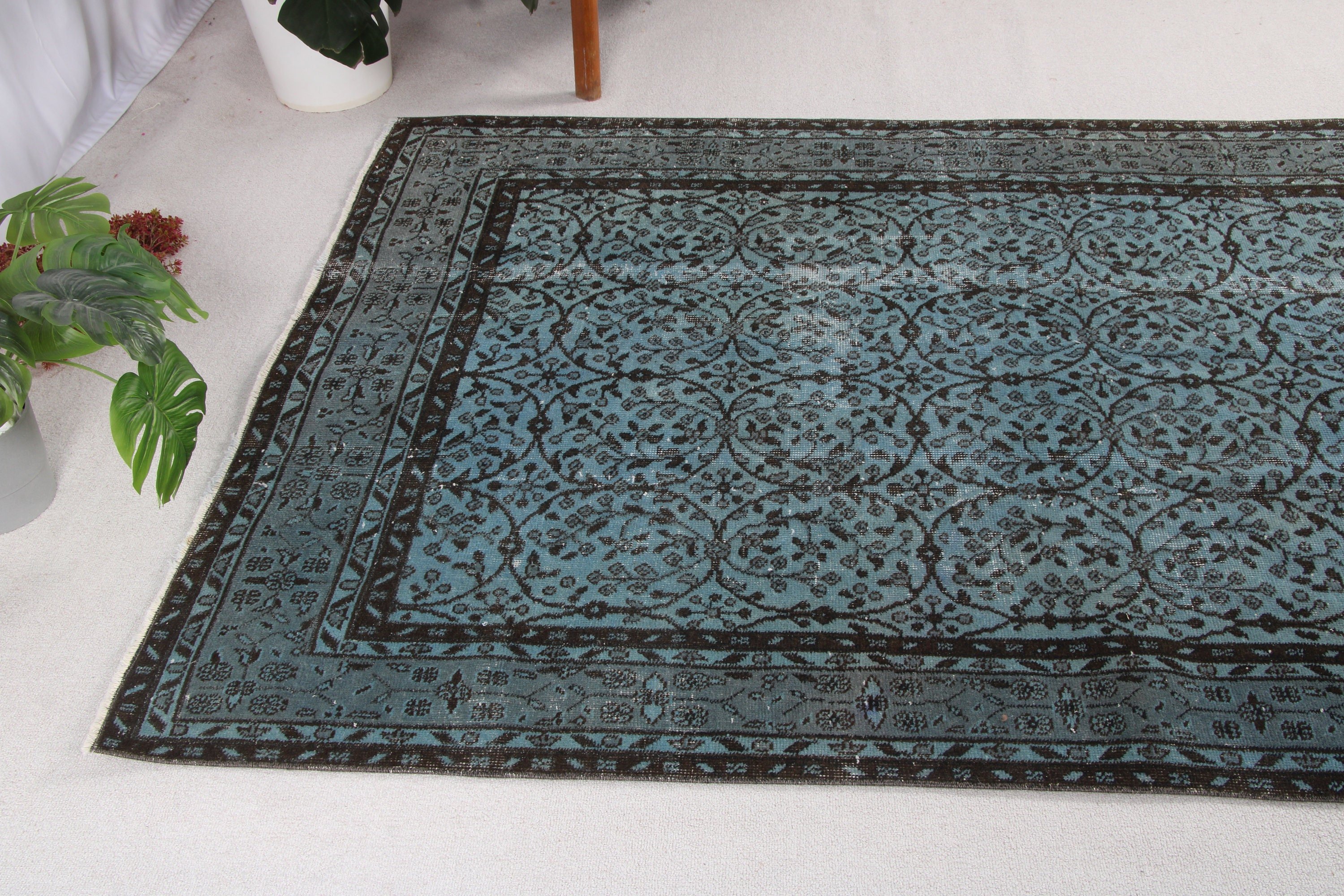 Fas Halıları, Yemek Odası Halıları, Türk Halısı, Mavi Yatak Odası Halısı, El Yapımı Halı, Büyük Vintage Halı, Boho Halısı, Vintage Halı, 5x8,3 ft Büyük Halı