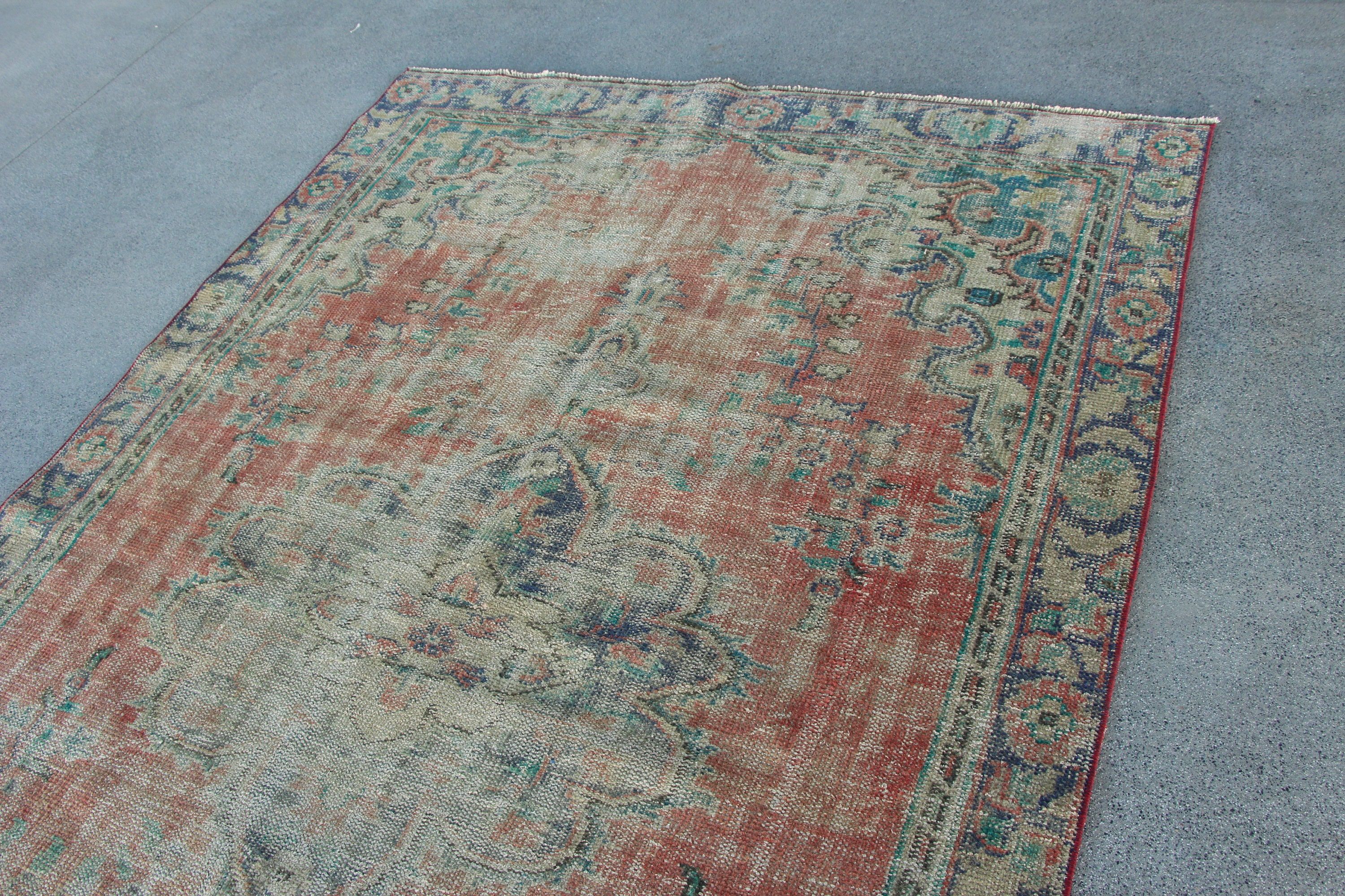 Cool Rug, Turkish Rug, Floor Rug, Dining Room Rug, 5.6x9 ft Large Rug, Vintage Rugs, Salon Rugs, Orange Kitchen Rug, Rugs for Bedroom