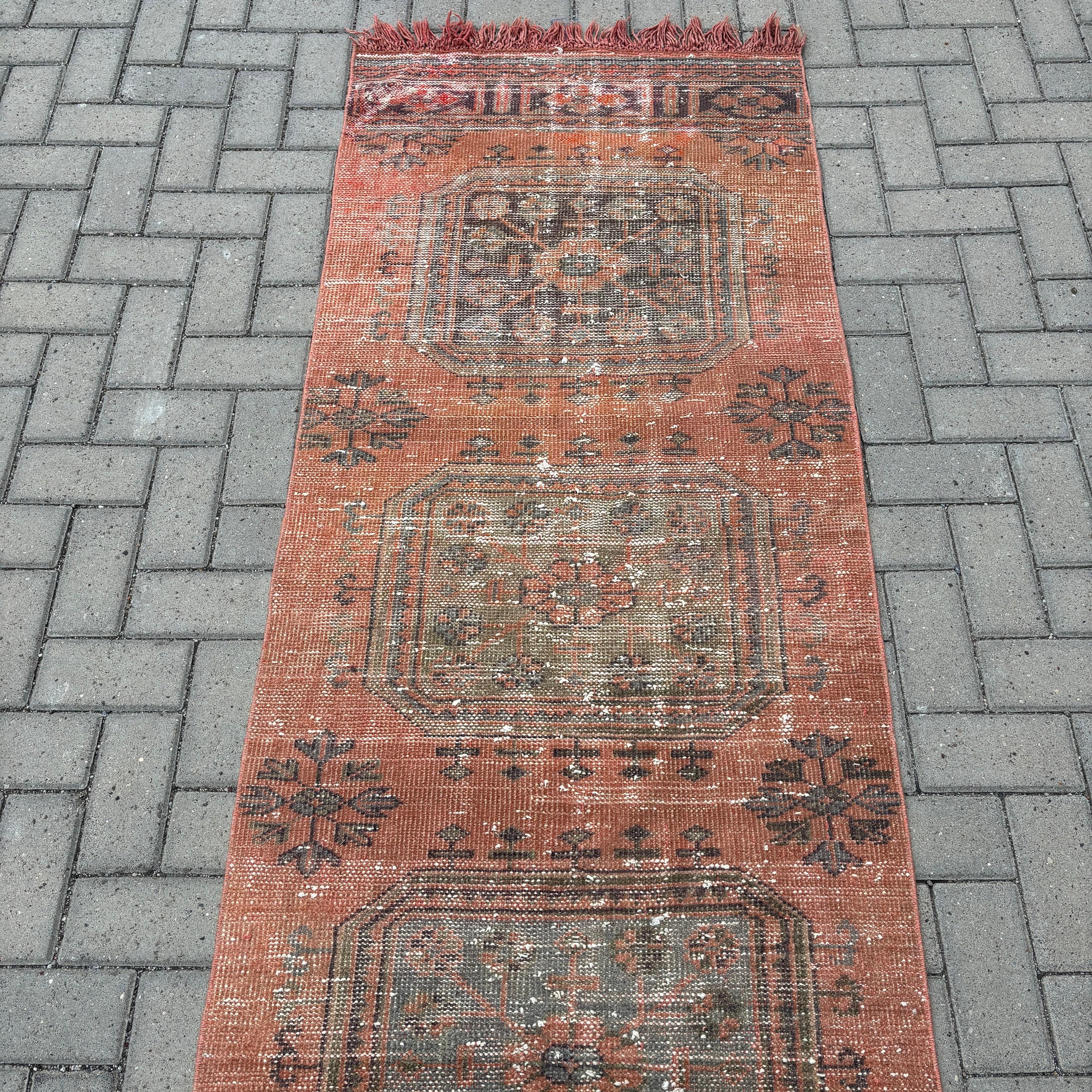 Turkish Rugs, Cool Rug, Vintage Runner Rug, Vintage Rug, Orange Boho Rugs, 2.7x21.1 ft Runner Rug, Beni Ourain Runner Rug