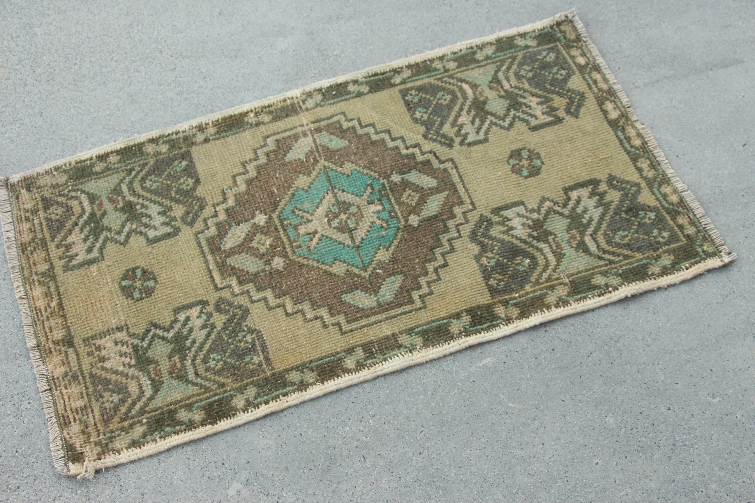 Wall Hanging Rugs, Oriental Rug, Turkish Rug, Neutral Rug, 1.6x2.8 ft Small Rugs, Green Bedroom Rug, Rugs for Kitchen, Vintage Rug