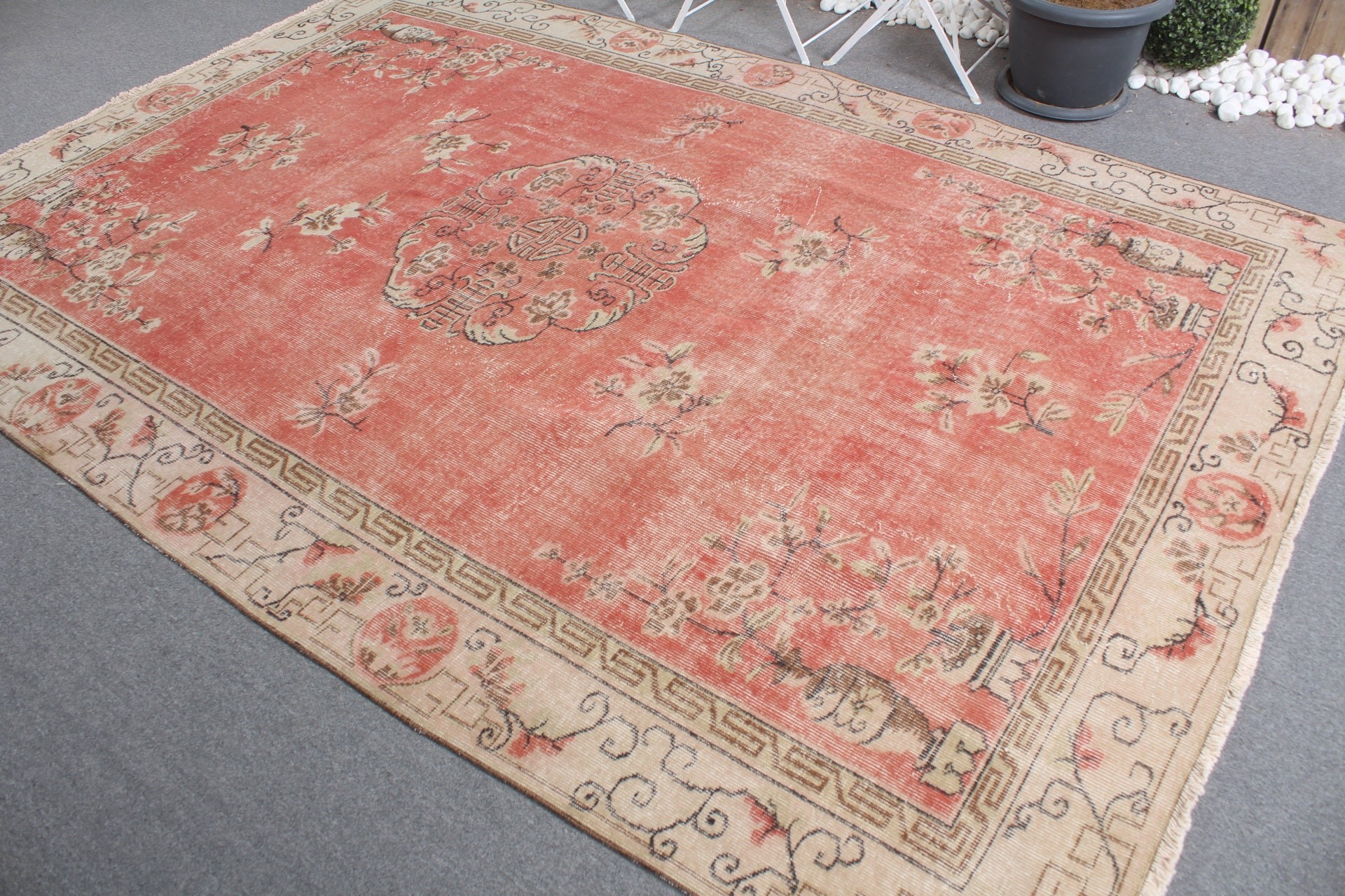 Bedroom Rug, Antique Rugs, Salon Rugs, Turkish Rugs, Floor Rug, 6.4x9.7 ft Large Rug, Vintage Rug, Red Cool Rug, Rugs for Dining Room