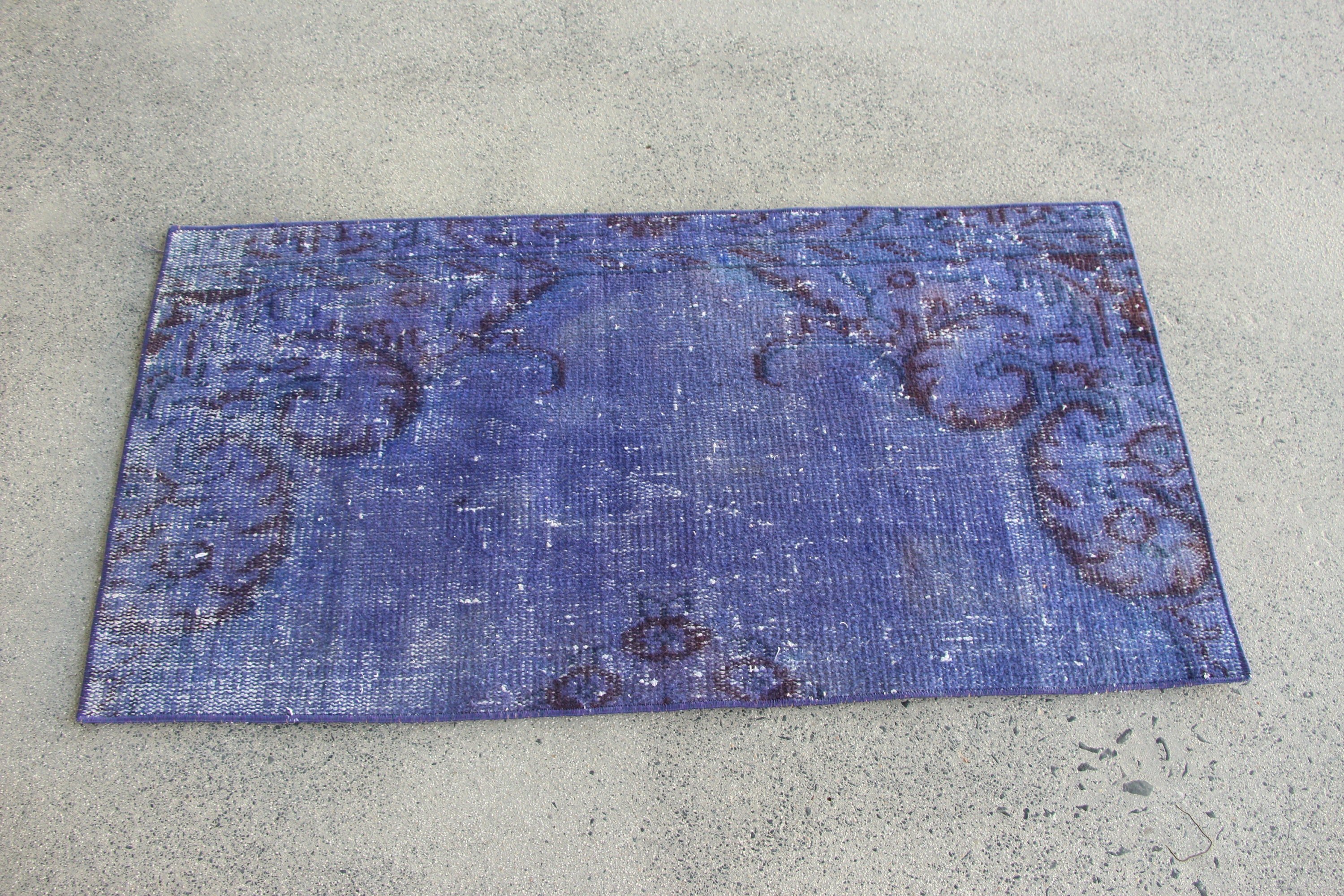 Anatolian Rug, Vintage Rug, 2x3.8 ft Small Rugs, Turkish Rug, Bathroom Rugs, Blue Moroccan Rugs, Eclectic Rug, Oushak Rugs, Car Mat Rug