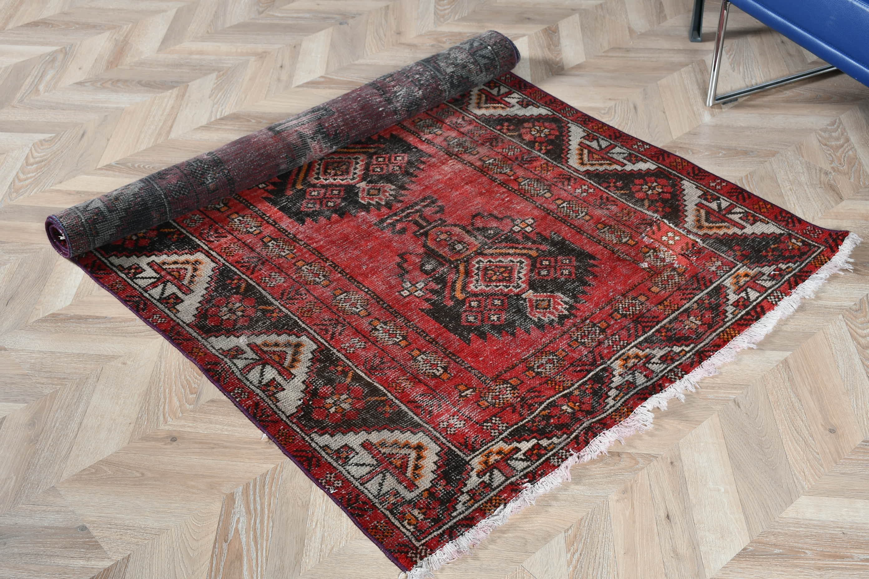 Türk Halıları, Giriş Halısı, Eklektik Halılar, Harika Halı, Kırmızı Mutfak Halısı, 3,7x6,4 ft Vurgu Halısı, Vintage Halı, Giriş Halıları, Anadolu Halısı