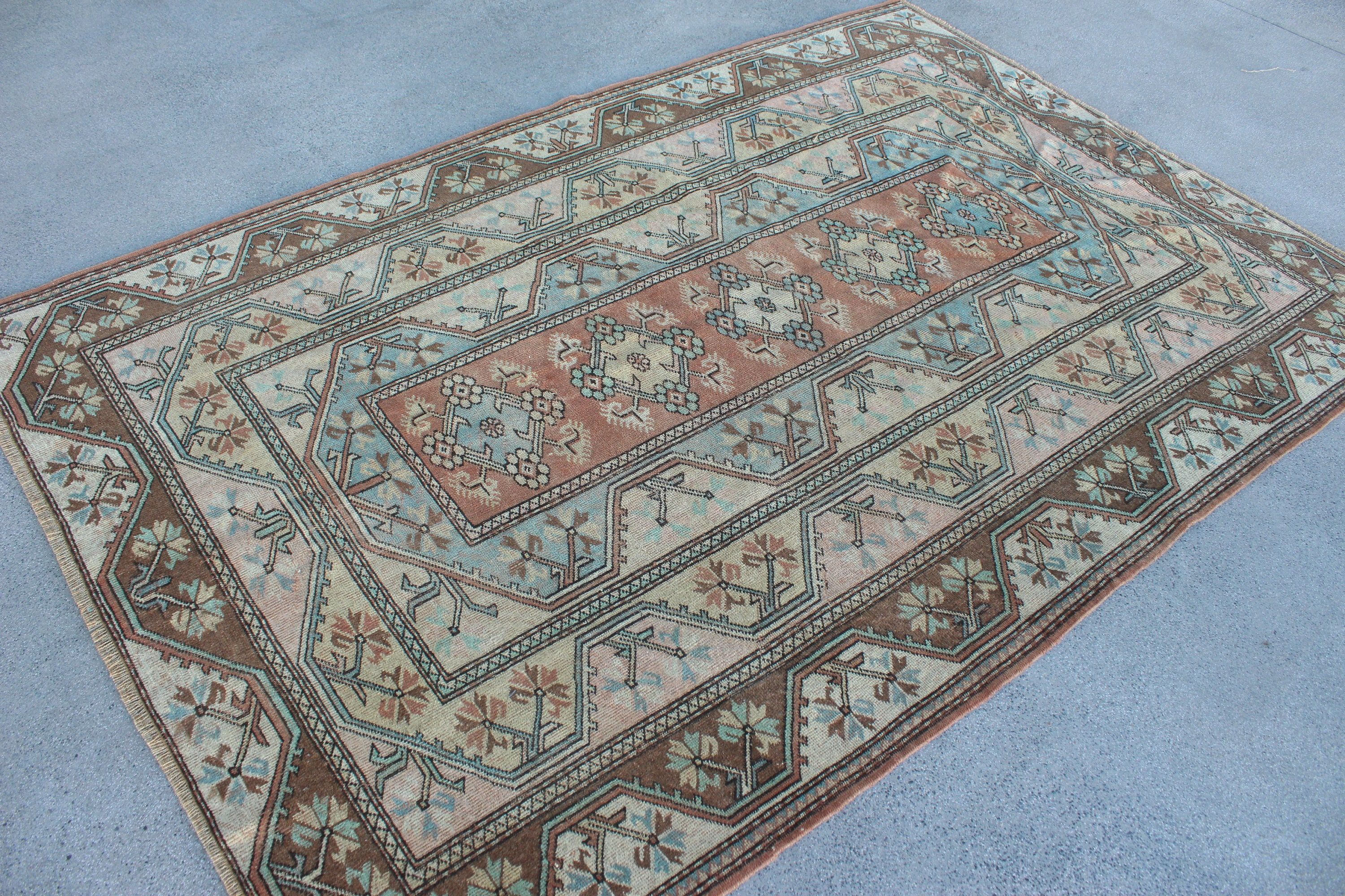 Kahverengi Yer Halısı, 5.3x7.8 ft Büyük Halılar, Oryantal Halı, Türk Halısı, Estetik Halılar, Vintage Halılar, Oturma Odası Halısı, Salon Halısı