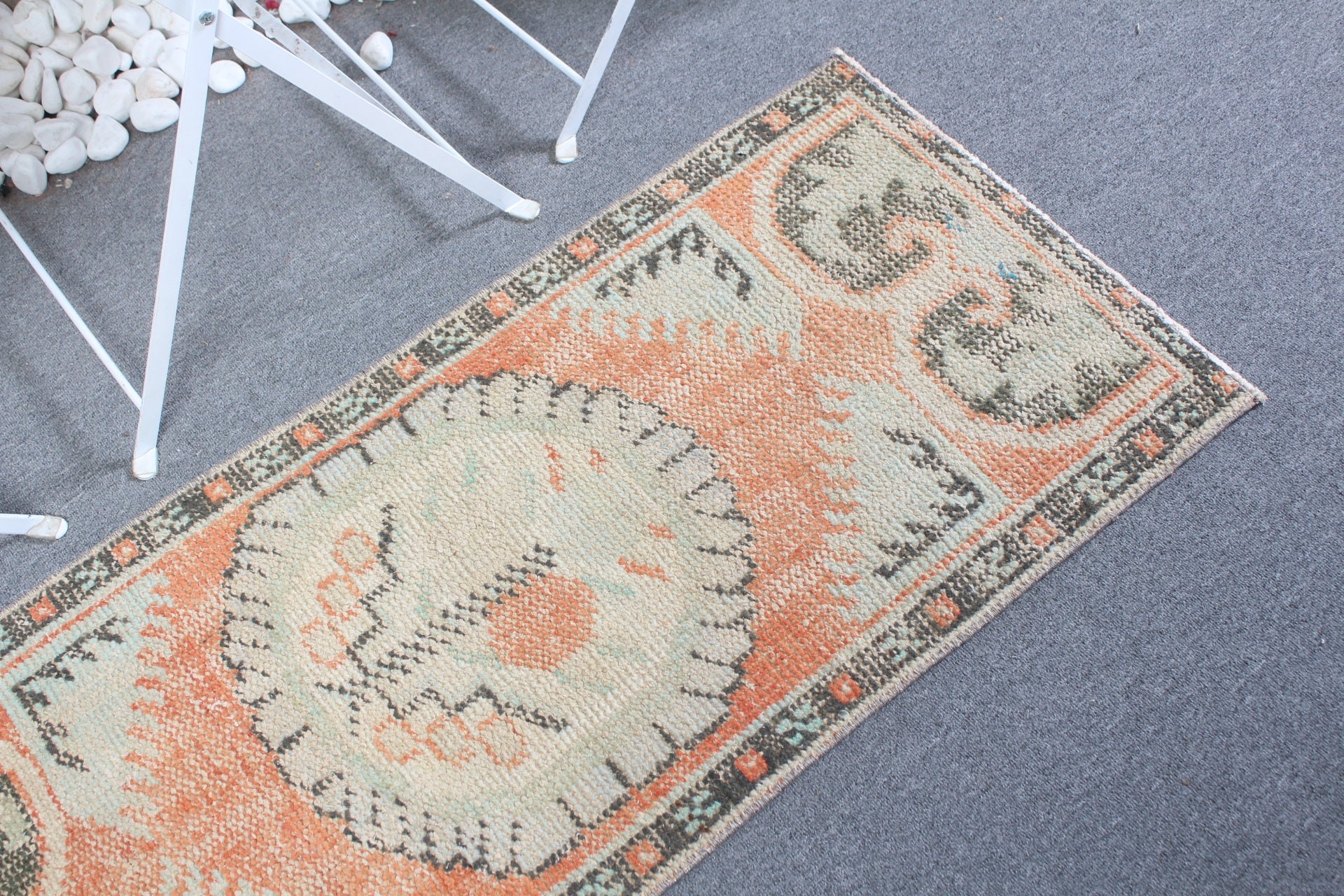 Turkish Rugs, Orange Cool Rugs, Car Mat Rug, 2.4x4 ft Small Rug, Vintage Rug, Cool Rug, Rugs for Door Mat, Door Mat Rugs