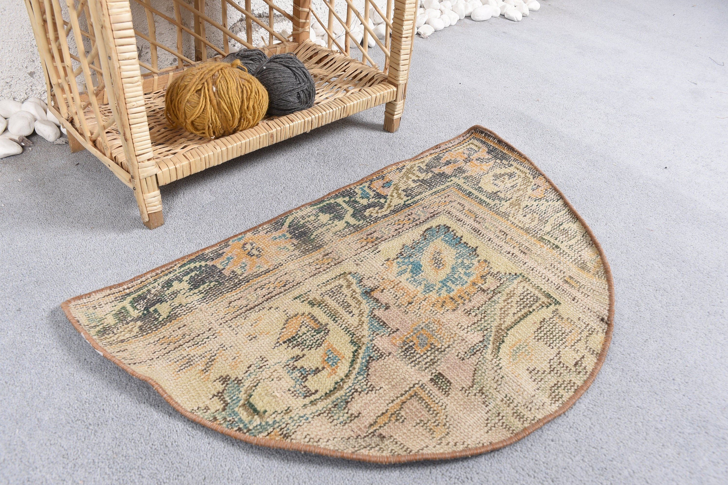 Floor Rug, Vintage Rugs, Eclectic Rugs, Turkish Rug, 2.5x1.5 ft Small Rug, Bathroom Rugs, Beige Oriental Rugs, Oushak Rug, Wall Hanging Rug