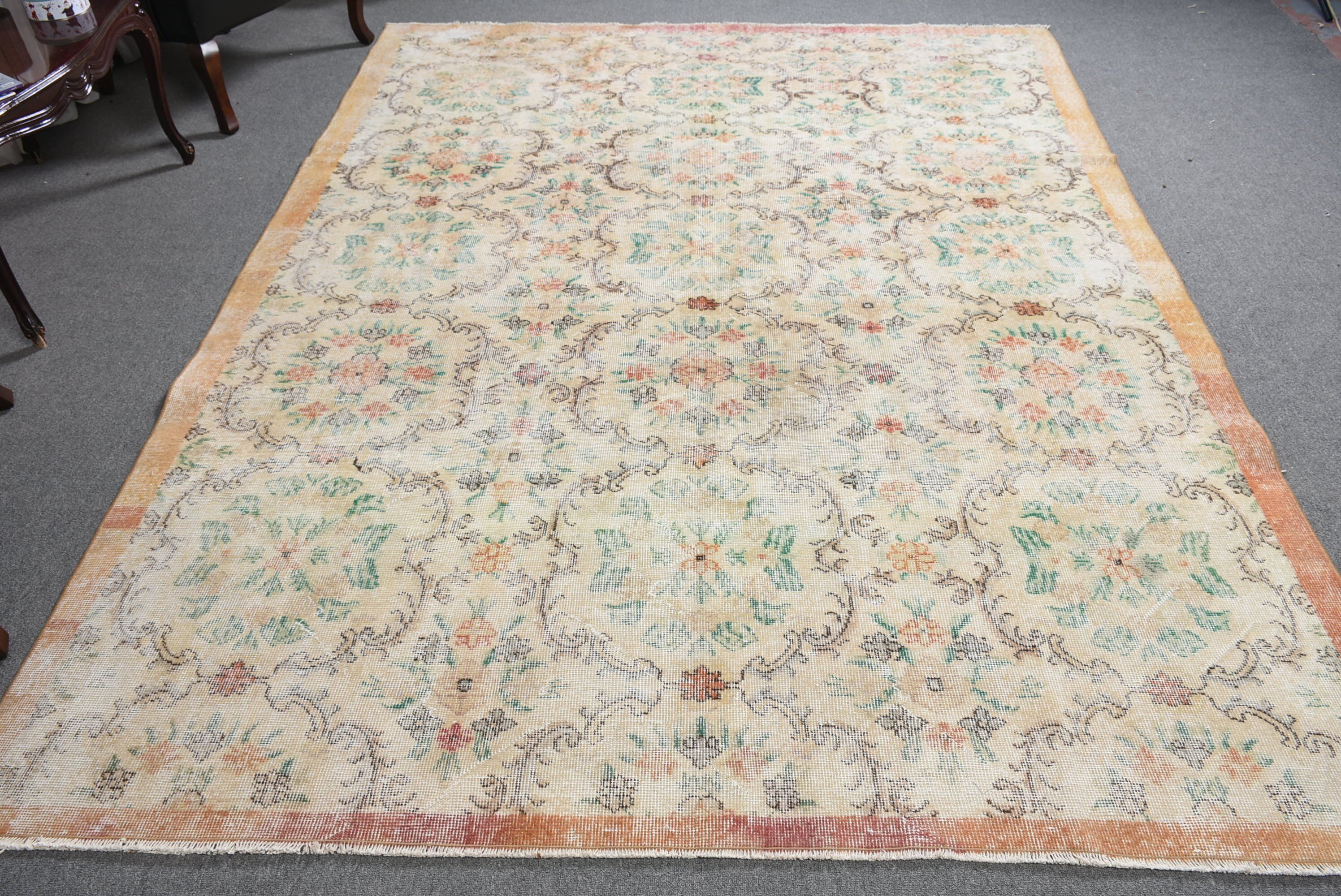 Cool Rug, Living Room Rug, Beige Bedroom Rugs, 6.8x9.4 ft Large Rug, Turkish Rug, Vintage Rug, Oriental Rug, Dining Room Rug, Pale Rug