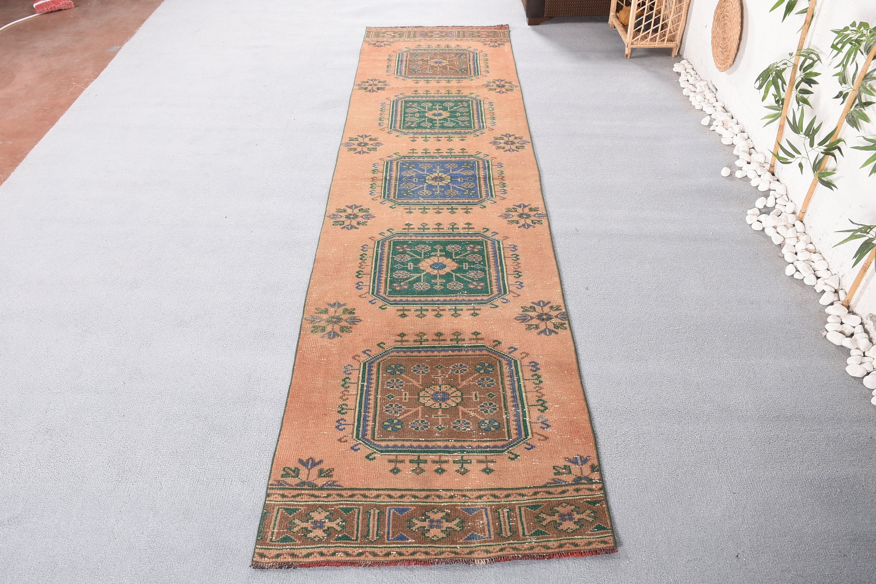 Floor Rugs, Brown Oriental Rug, Vintage Rug, Kitchen Rug, 2.8x11.5 ft Runner Rug, Cool Rugs, Turkish Rug, Rugs for Runner, Authentic Rug