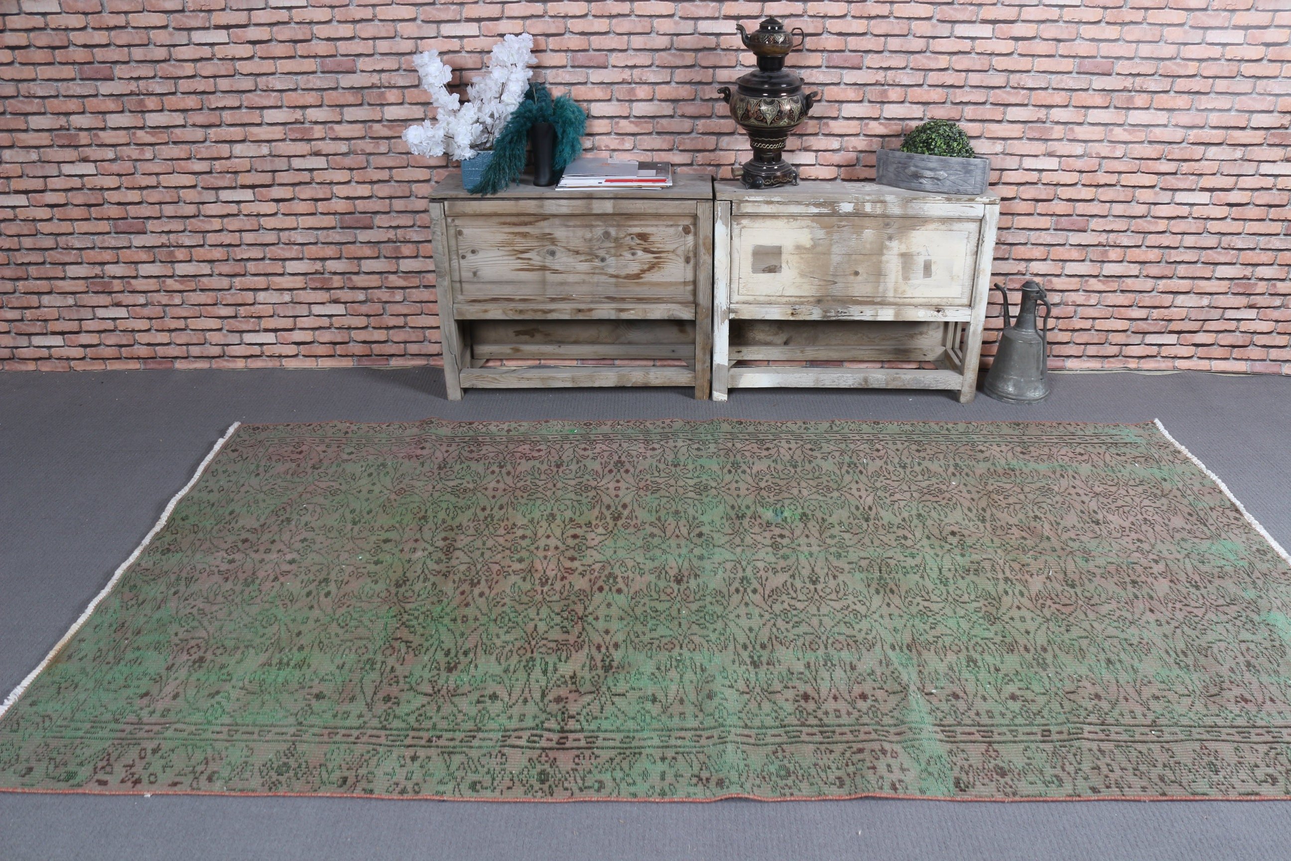 Aztec Rug, Rugs for Living Room, Salon Rug, Green  4.8x8.9 ft Large Rug, Moroccan Rug, Turkish Rug, Vintage Rug, Bedroom Rugs